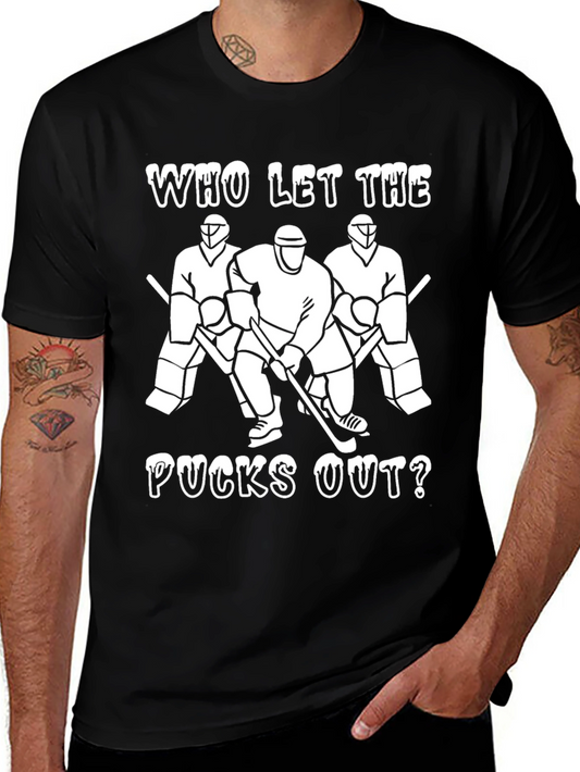 Hockey Pucks Out Mens Black T-Shirt