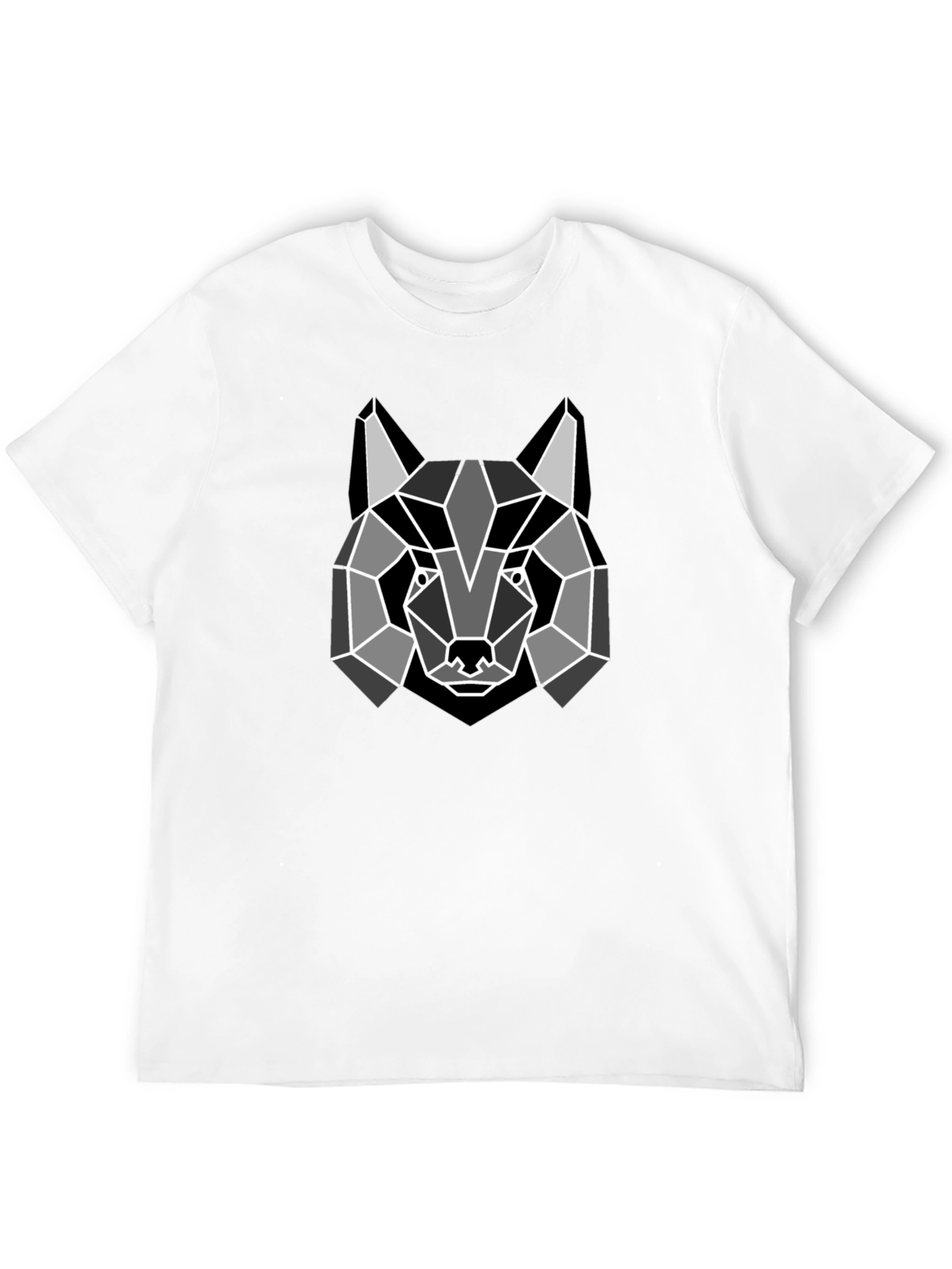 Geometric Wolf Graphic Tee - Stylish Black T-Shirt