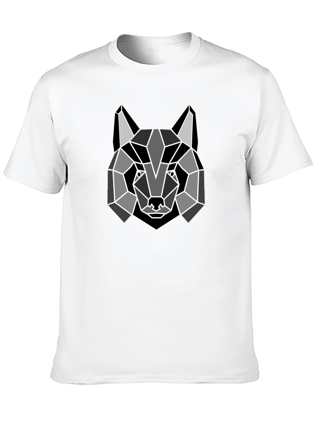 Geometric Wolf Graphic Tee - Stylish Black T-Shirt