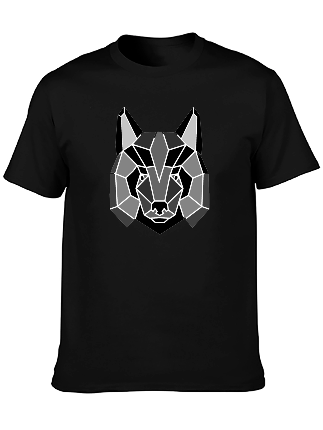 Geometric Wolf Graphic Tee - Stylish Black T-Shirt