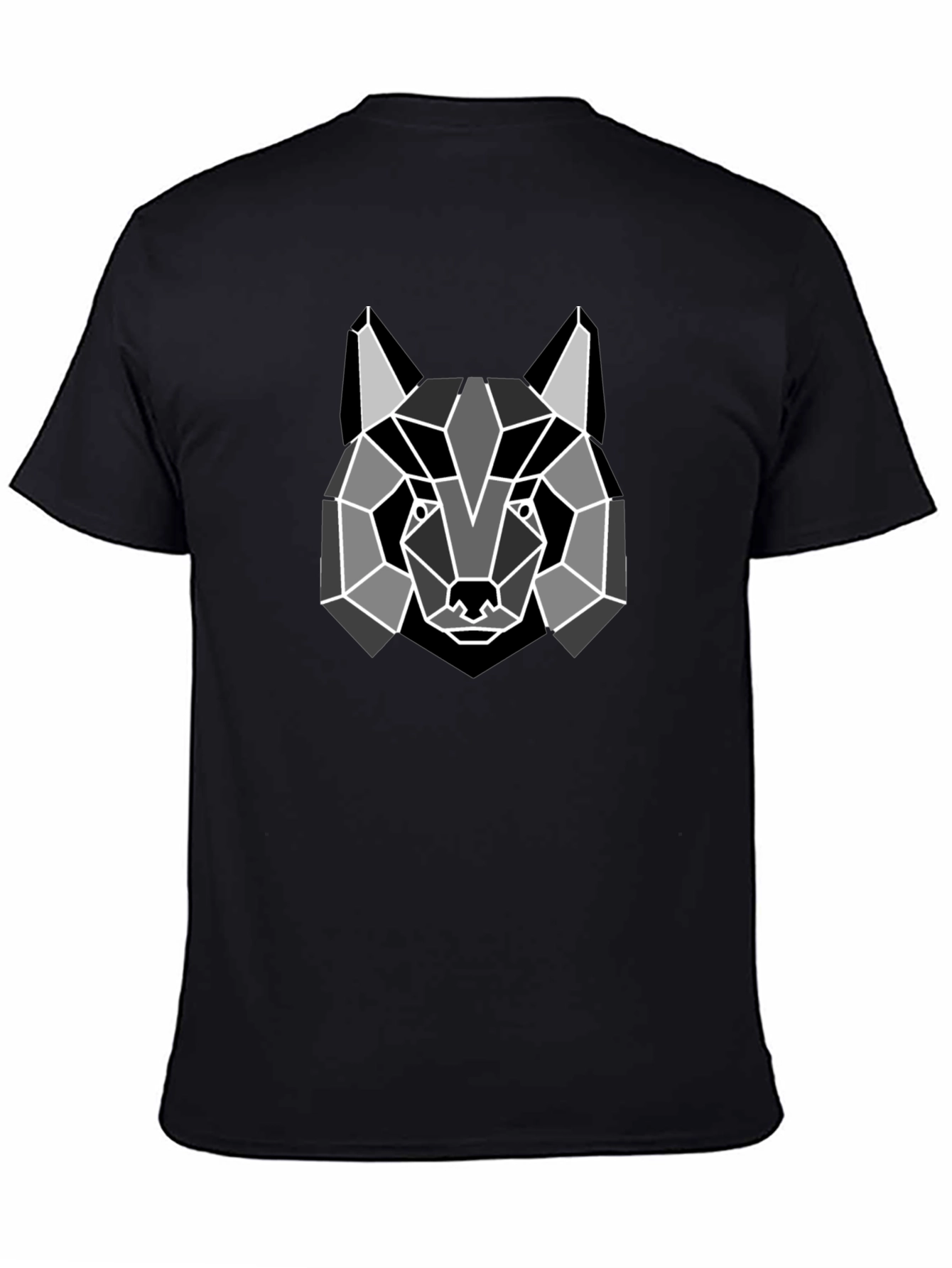Geometric Wolf Graphic Tee - Stylish Black T-Shirt