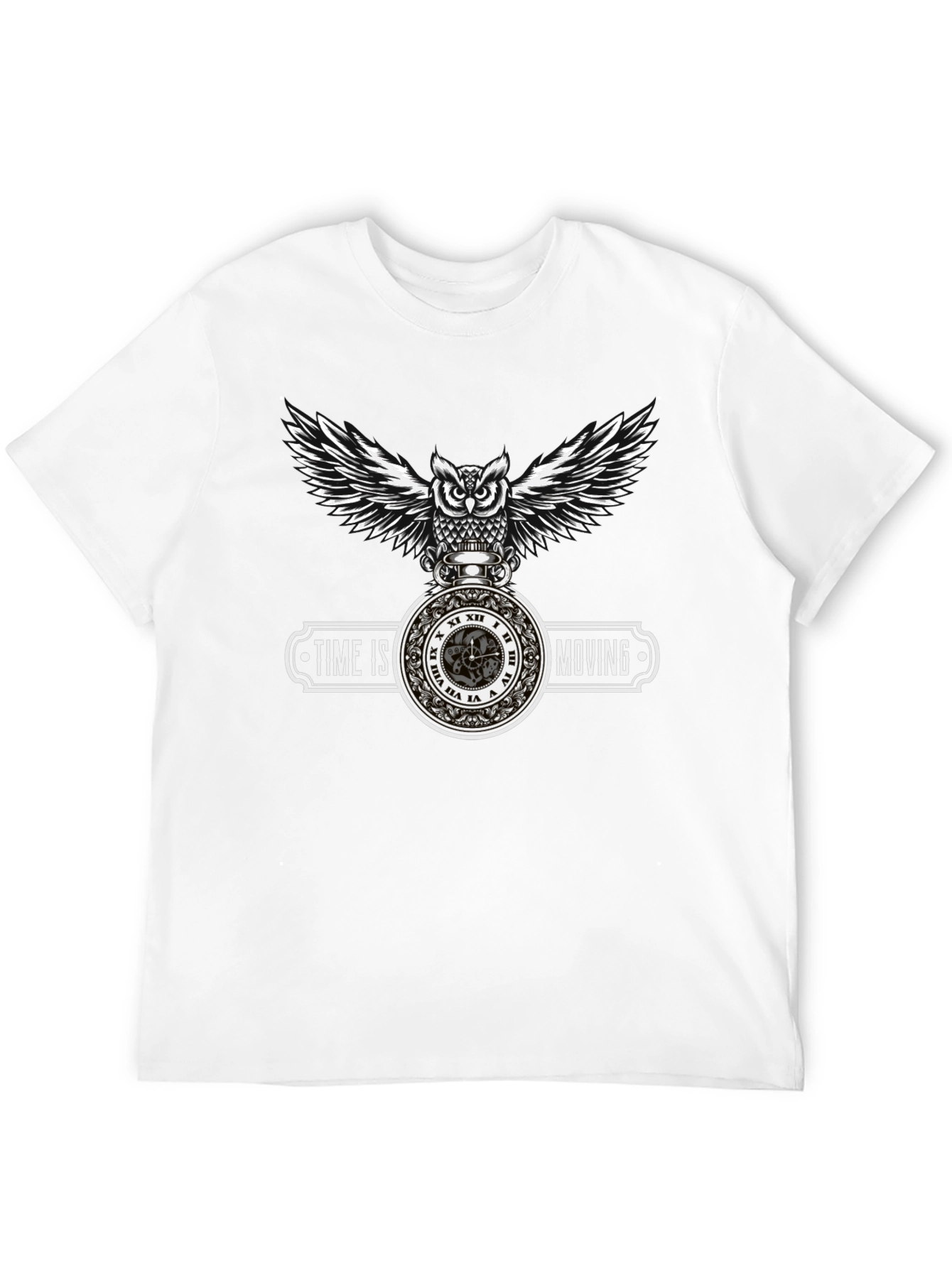 Time Is Moving Owl Graphic T-Shirt