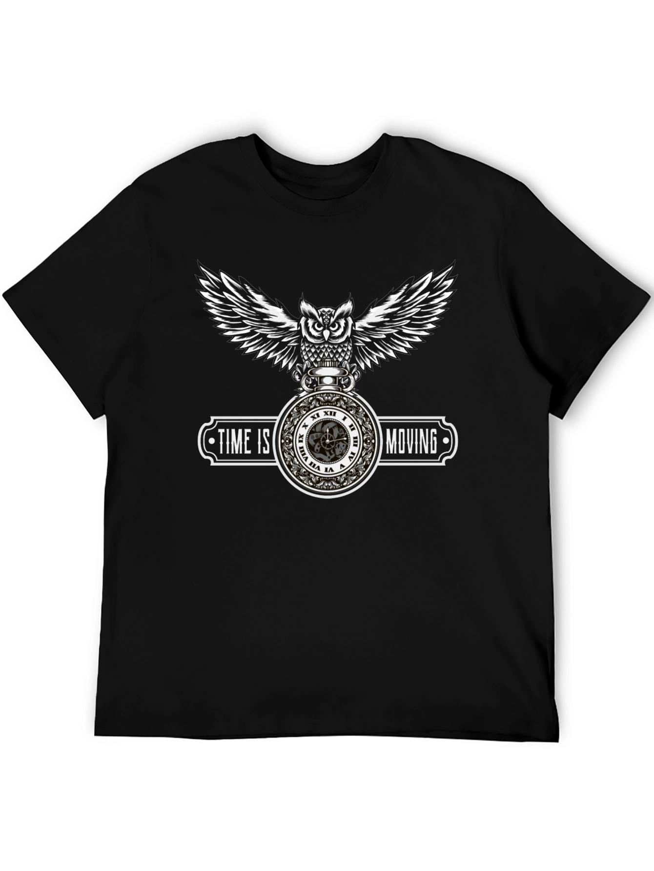 Time Is Moving Owl Graphic T-Shirt