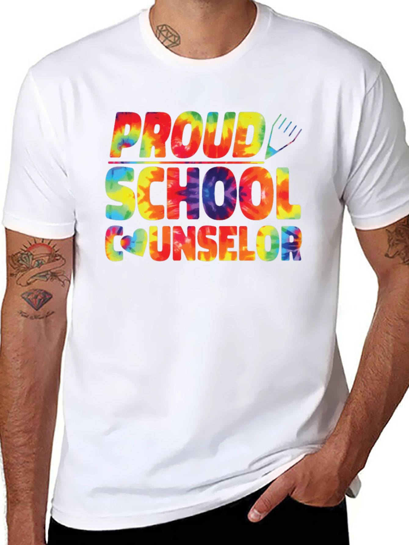 Proud School Counselor Tie-Dye Graphic T-Shirt