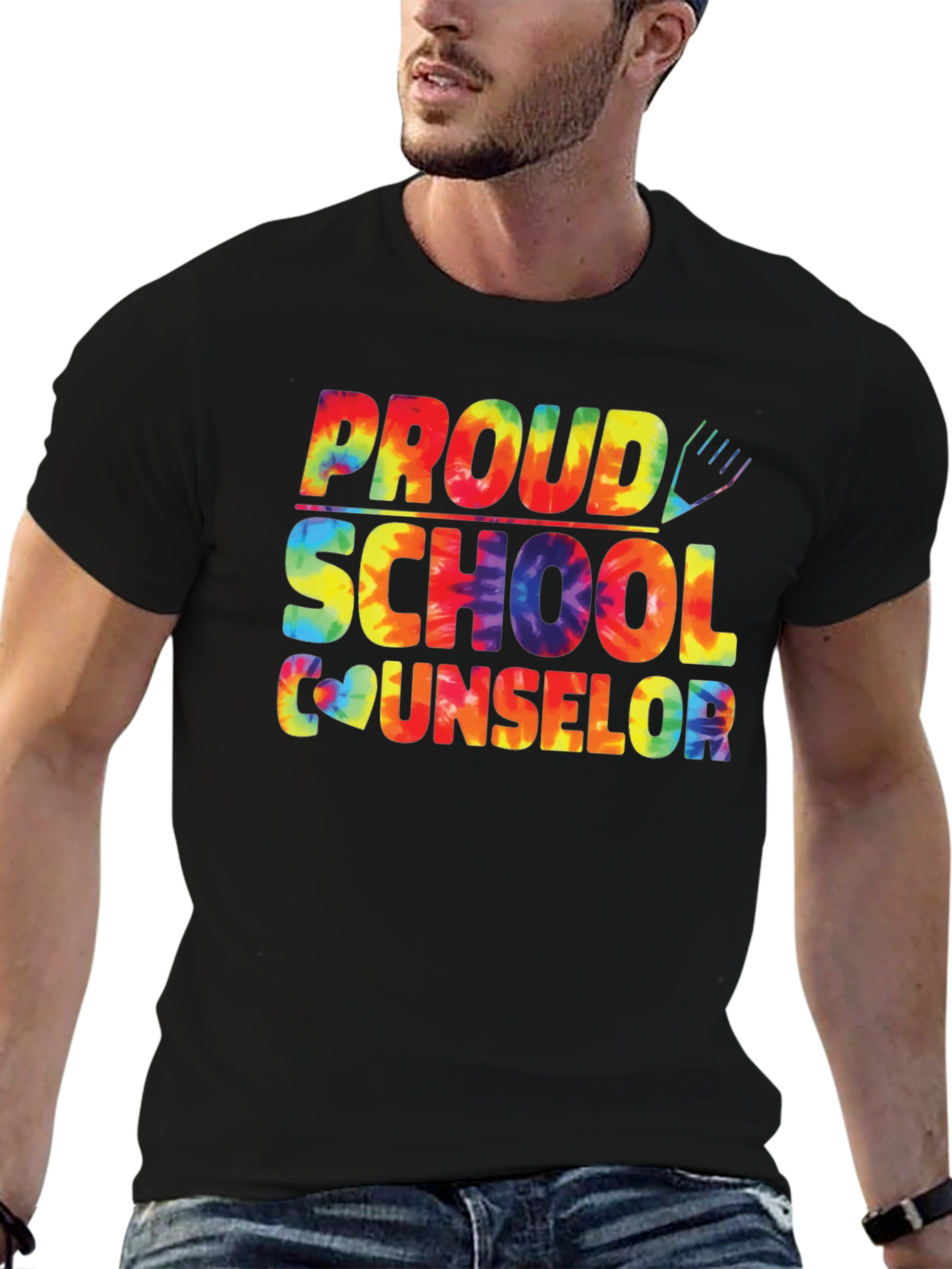 Proud School Counselor Tie-Dye Graphic T-Shirt