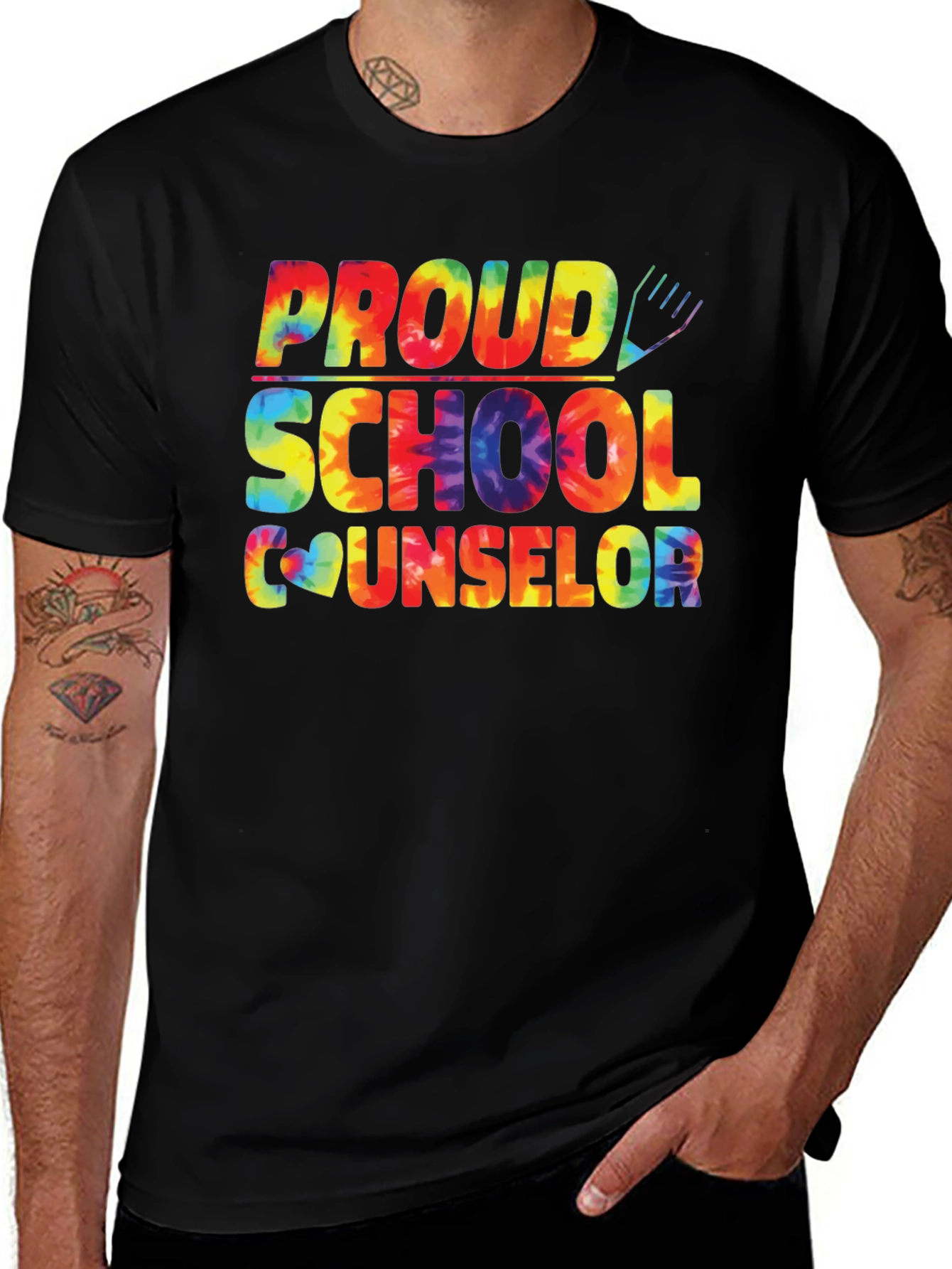 Proud School Counselor Tie-Dye Graphic T-Shirt