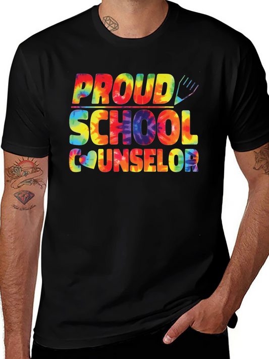 Proud School Counselor Tie-Dye Graphic T-Shirt