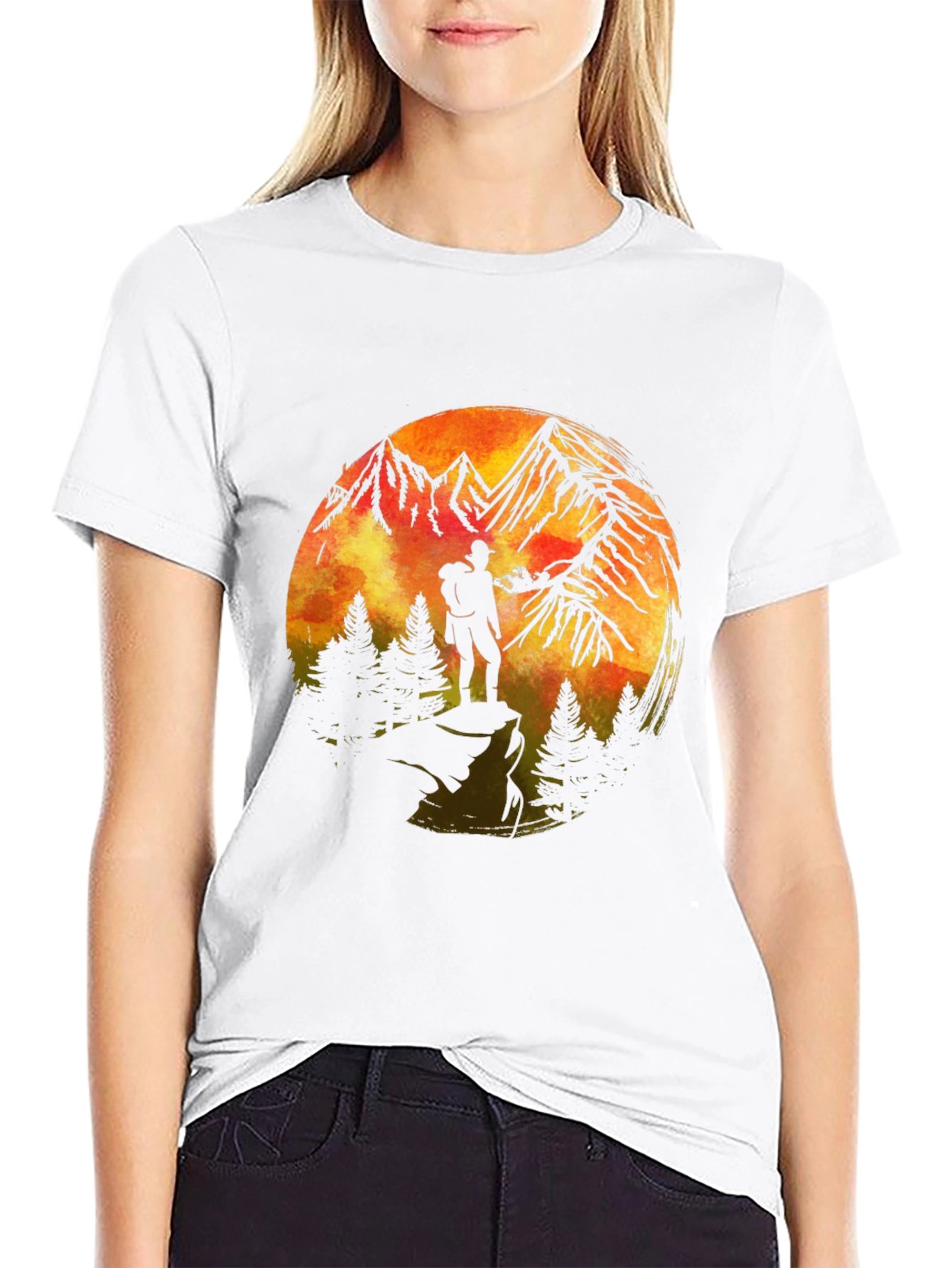 Mountains & Hiker Graphic T-Shirt