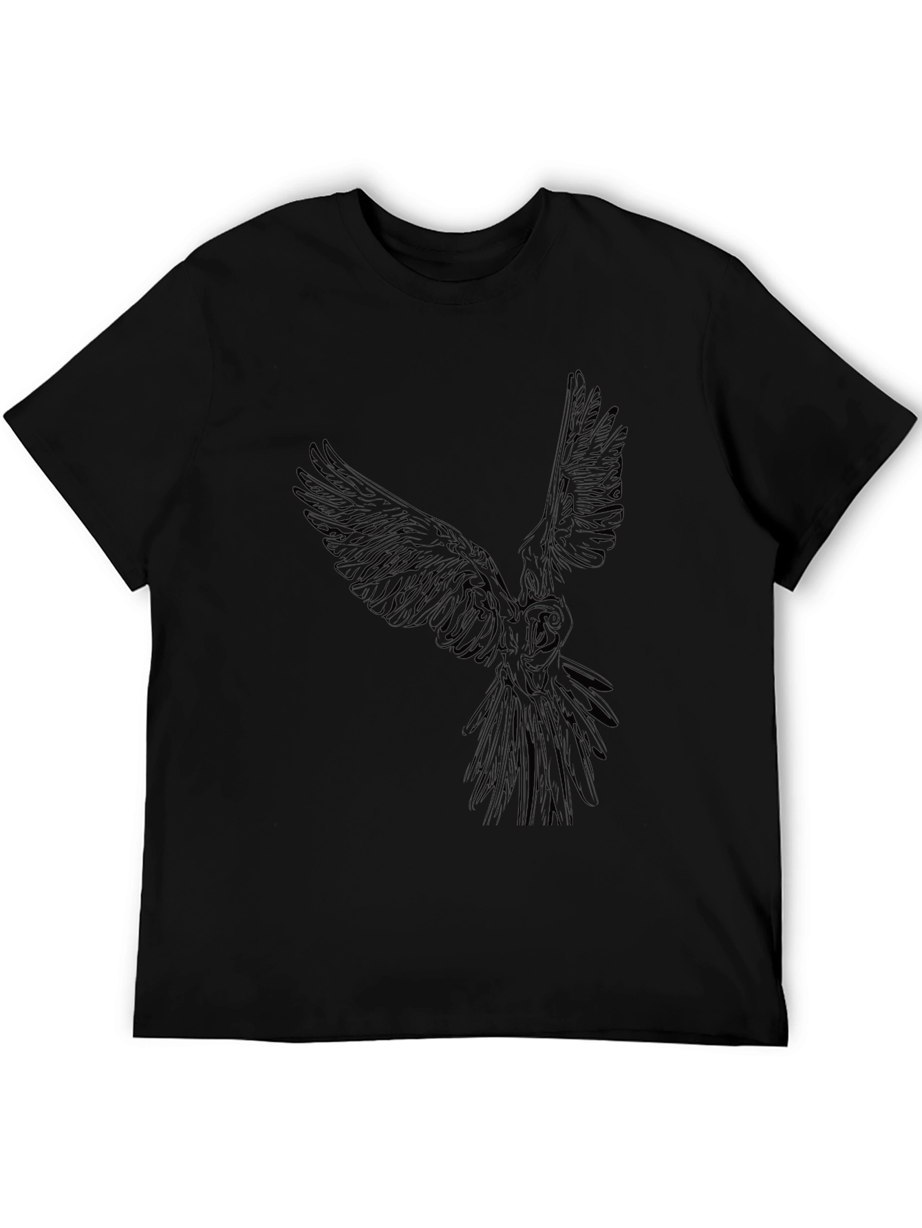 Mens Black T-Shirt with Owl Graphic