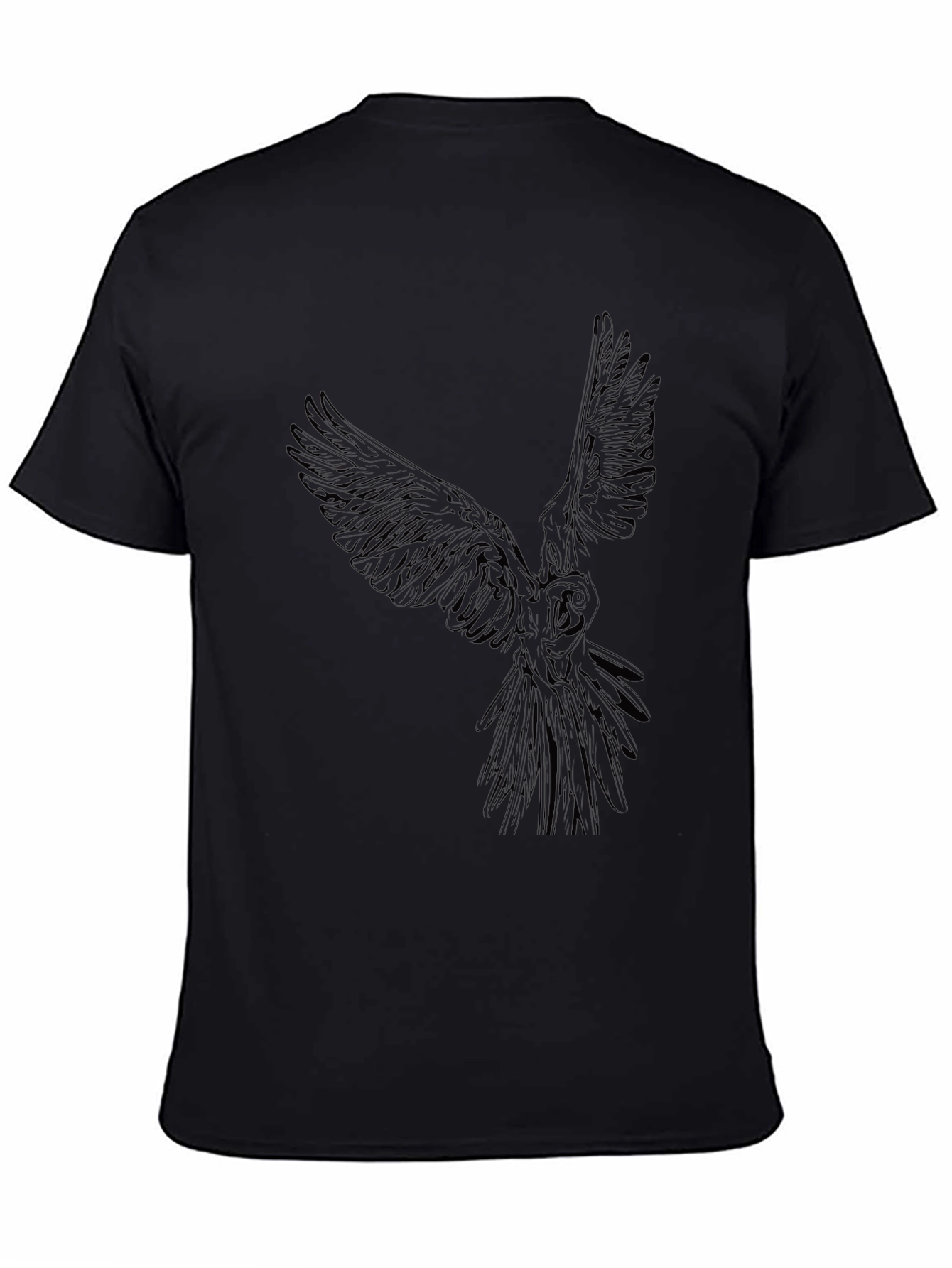 Mens Black T-Shirt with Owl Graphic