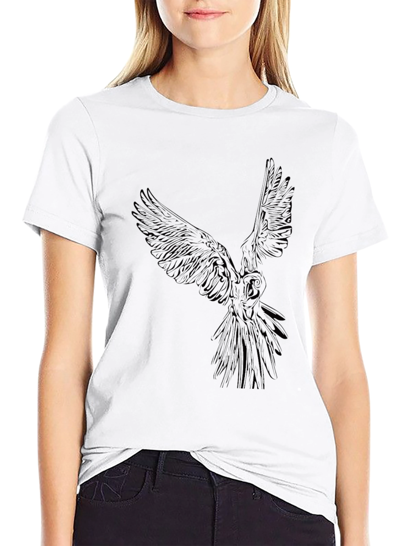 Mens Black T-Shirt with Owl Graphic
