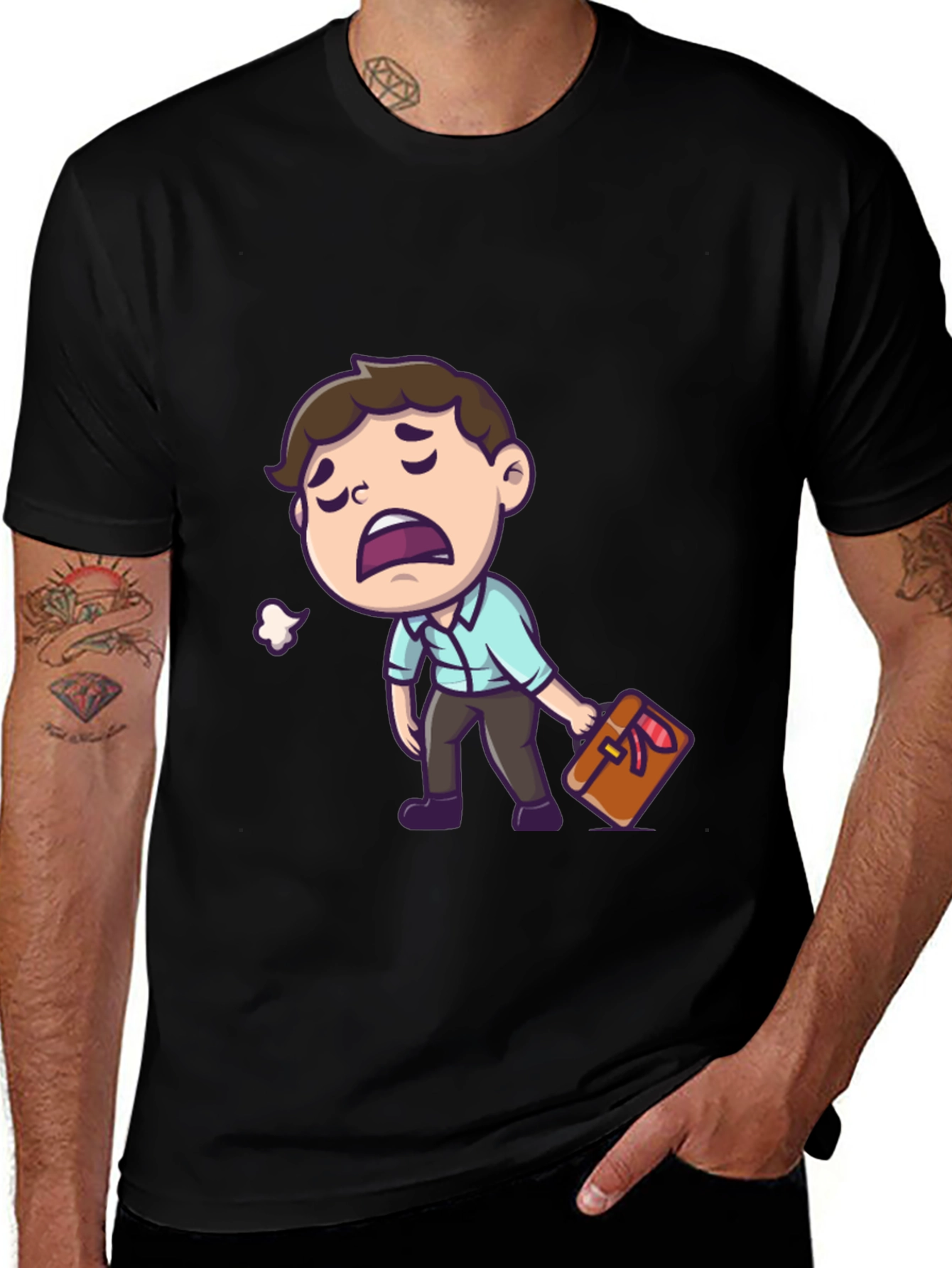 Funny Exhausted Cartoon Man T-Shirt