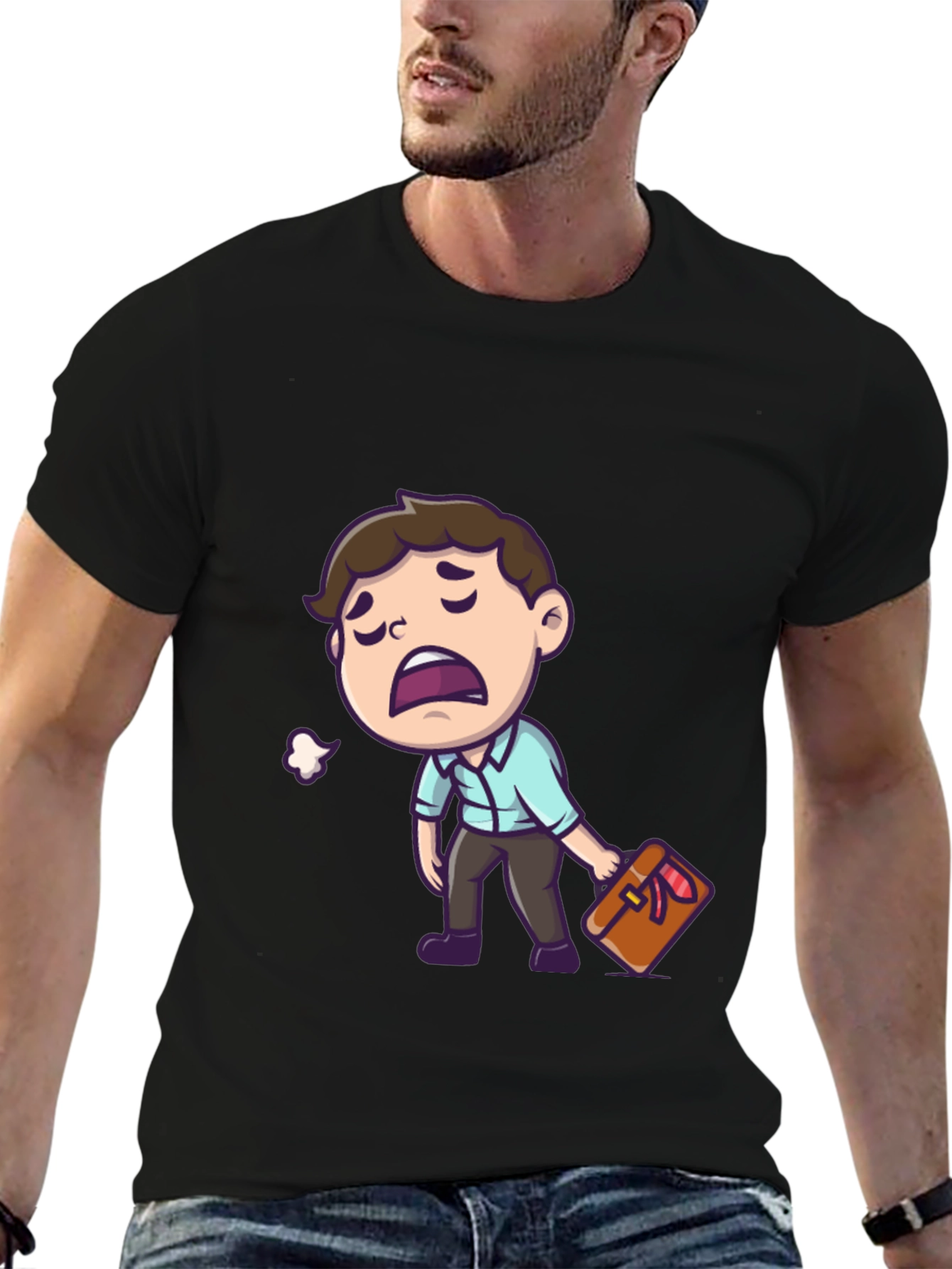 Funny Exhausted Cartoon Man T-Shirt