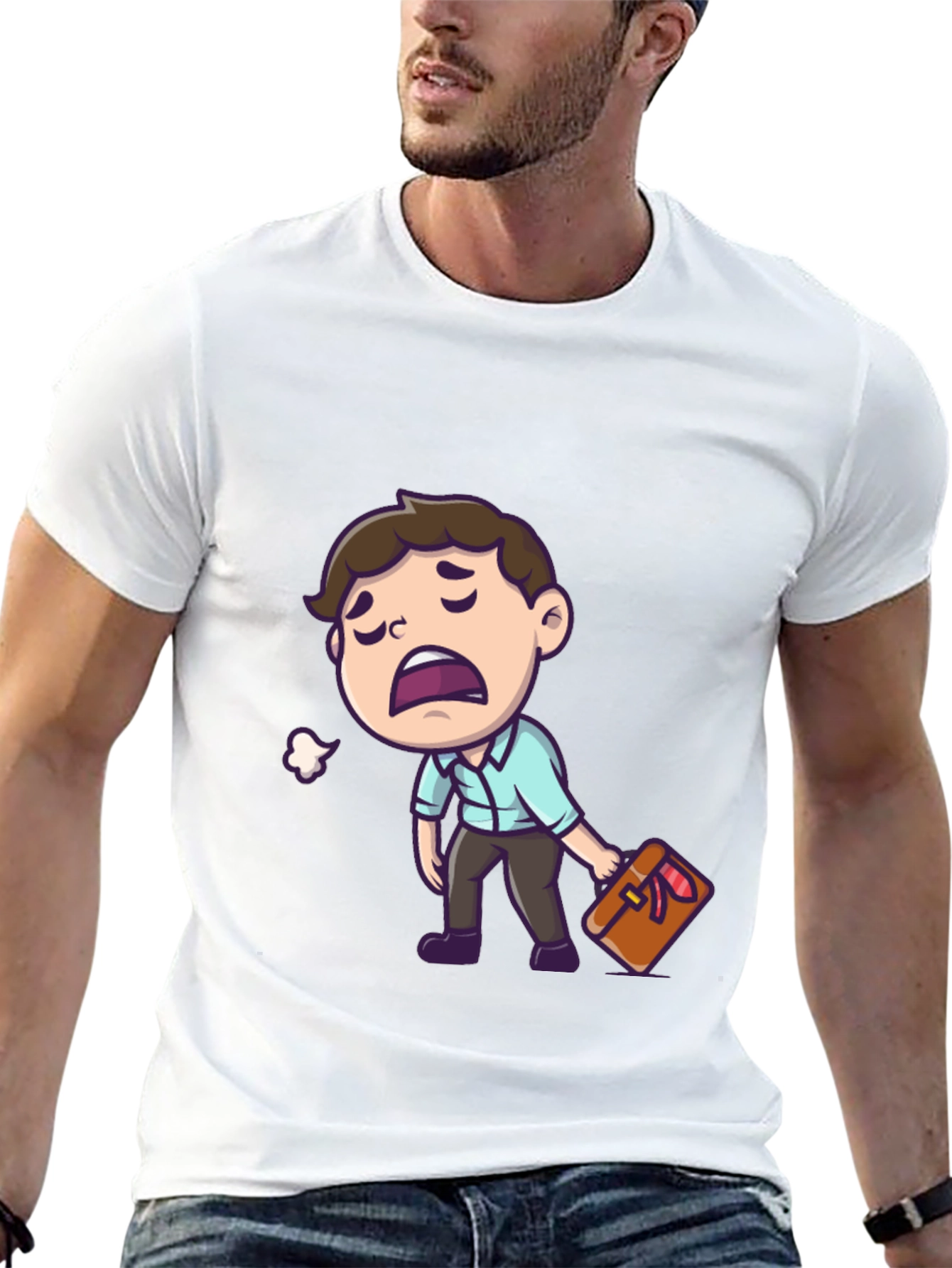 Funny Exhausted Cartoon Man T-Shirt
