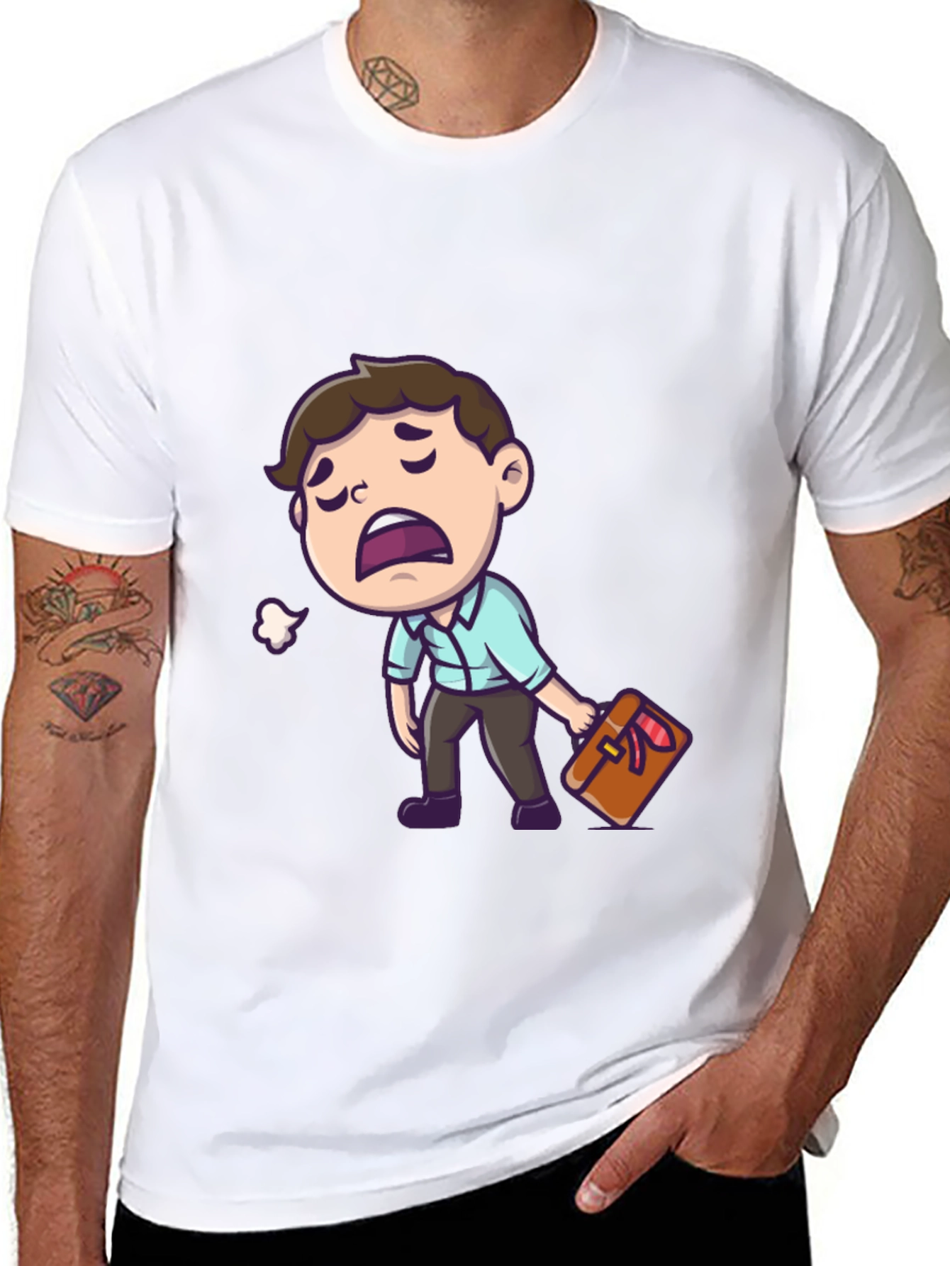 Funny Exhausted Cartoon Man T-Shirt