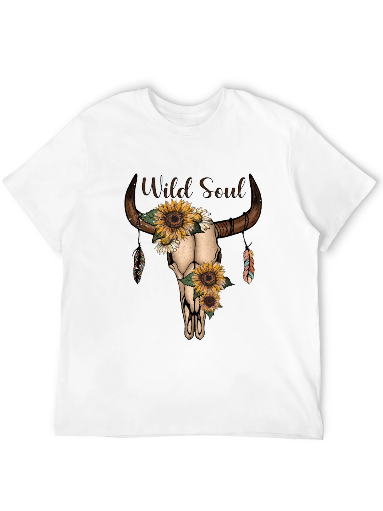 Wild Soul Sunflower Bull Skull Graphic Tee