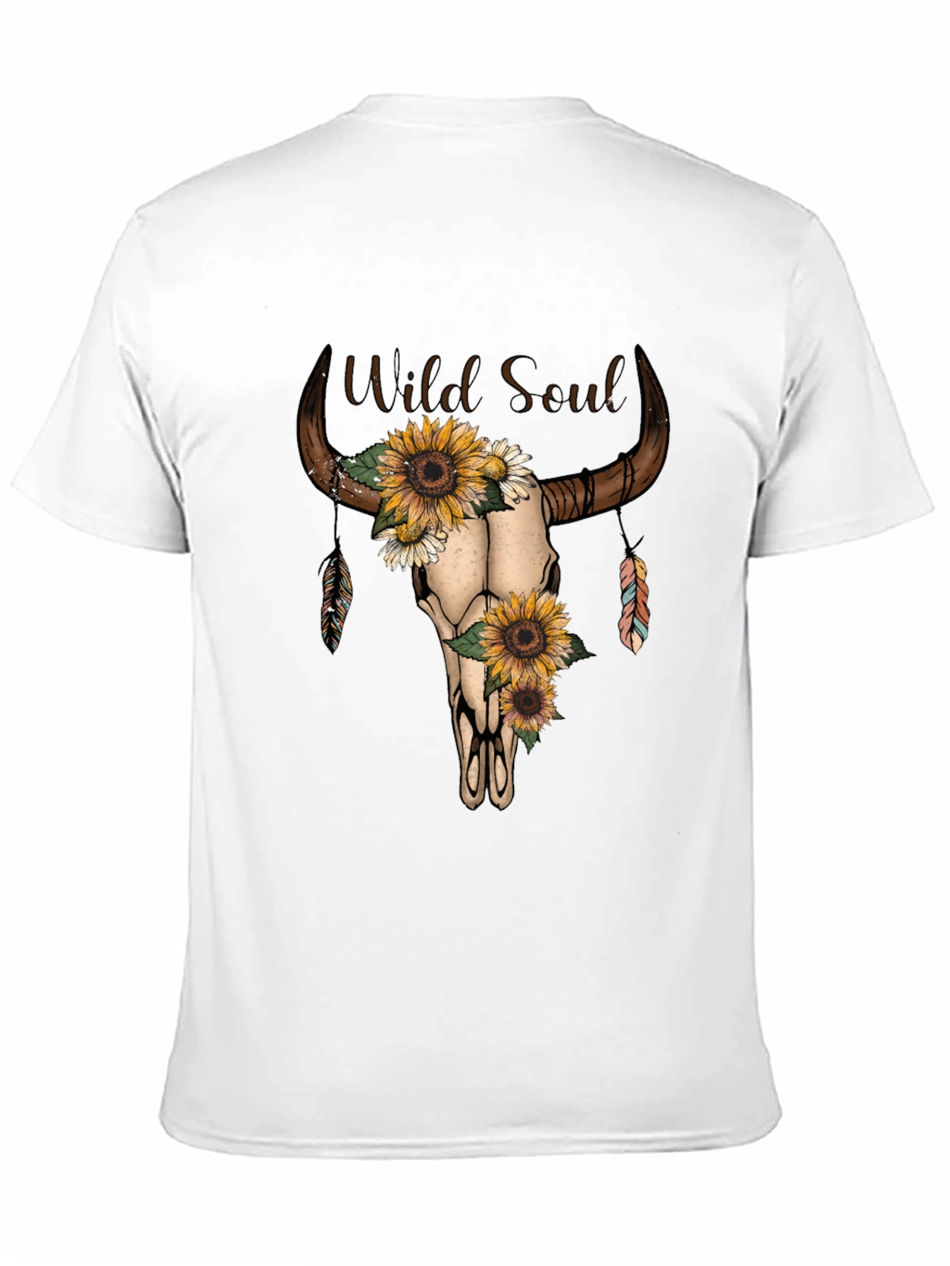 Wild Soul Sunflower Bull Skull Graphic Tee