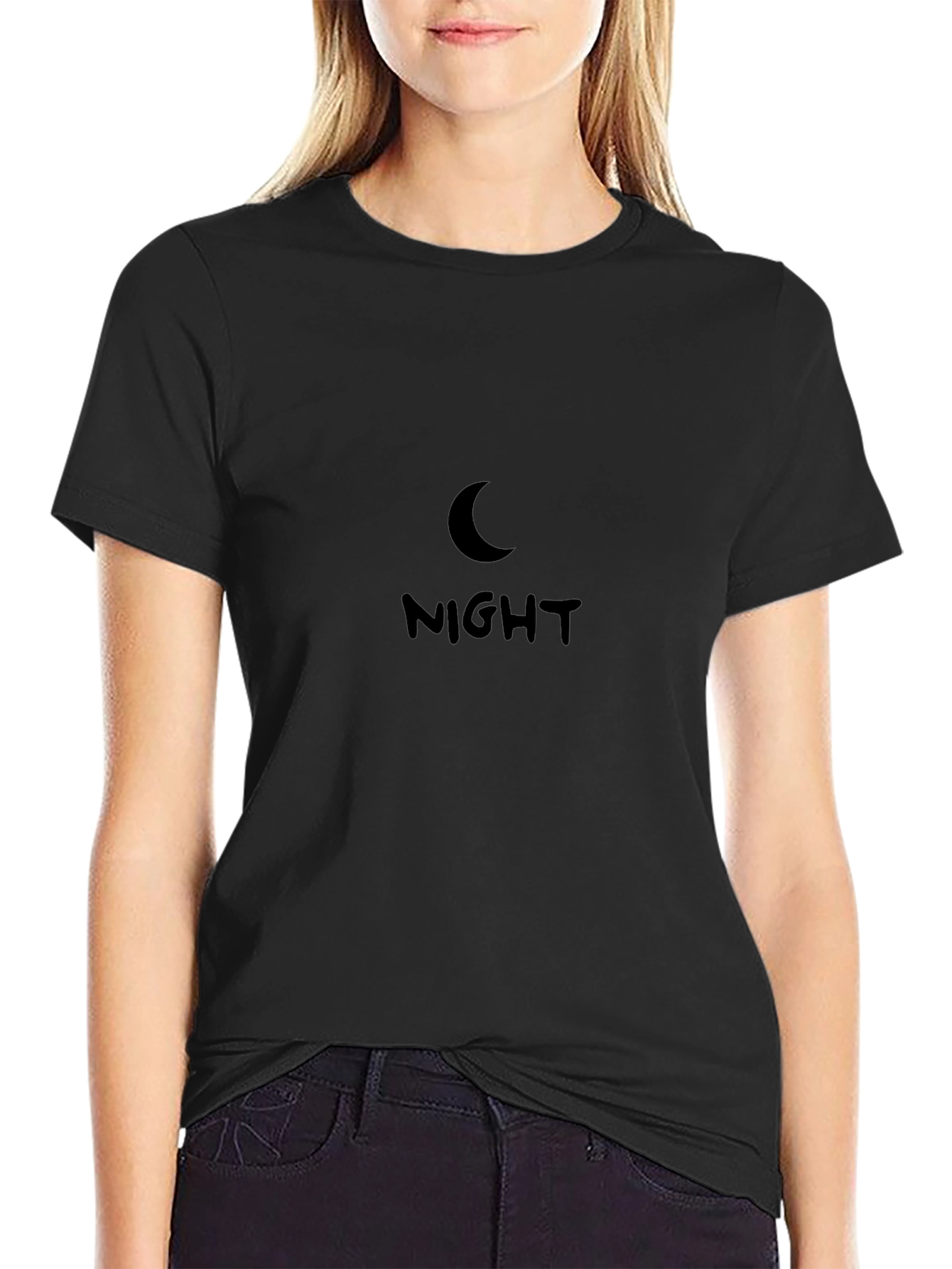Night Graphic Tee - Black Cotton T-Shirt
