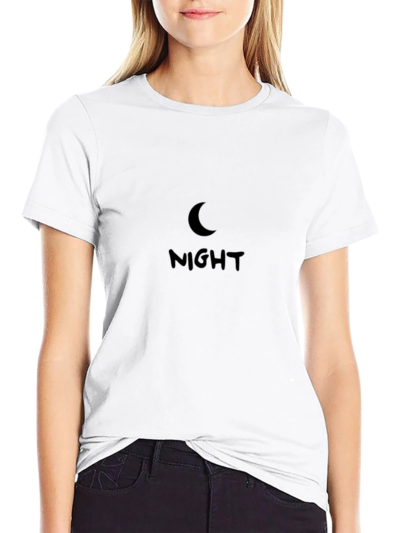 Night Graphic Tee - Black Cotton T-Shirt