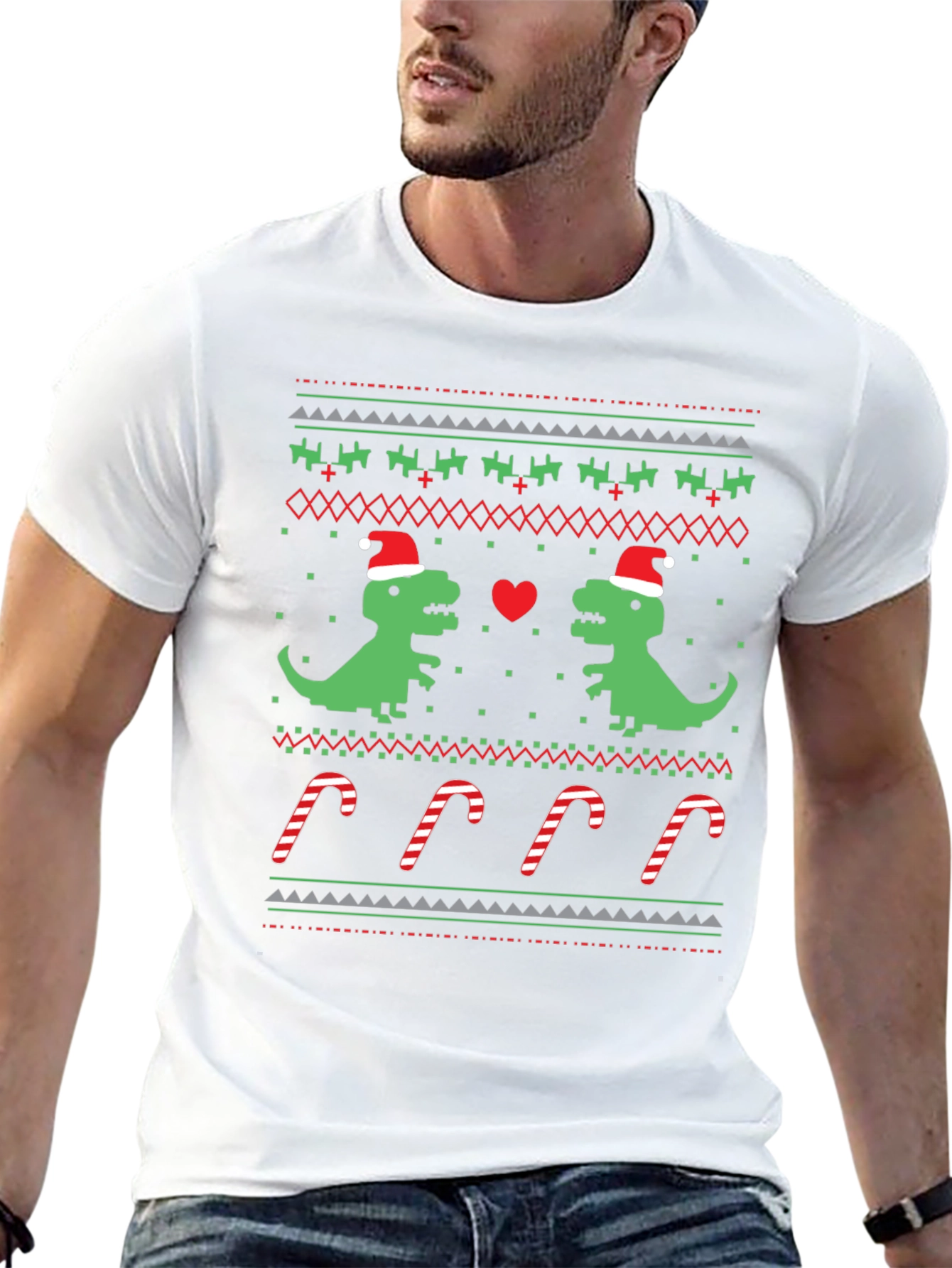 Dinosaur Christmas Sweater T-Shirt