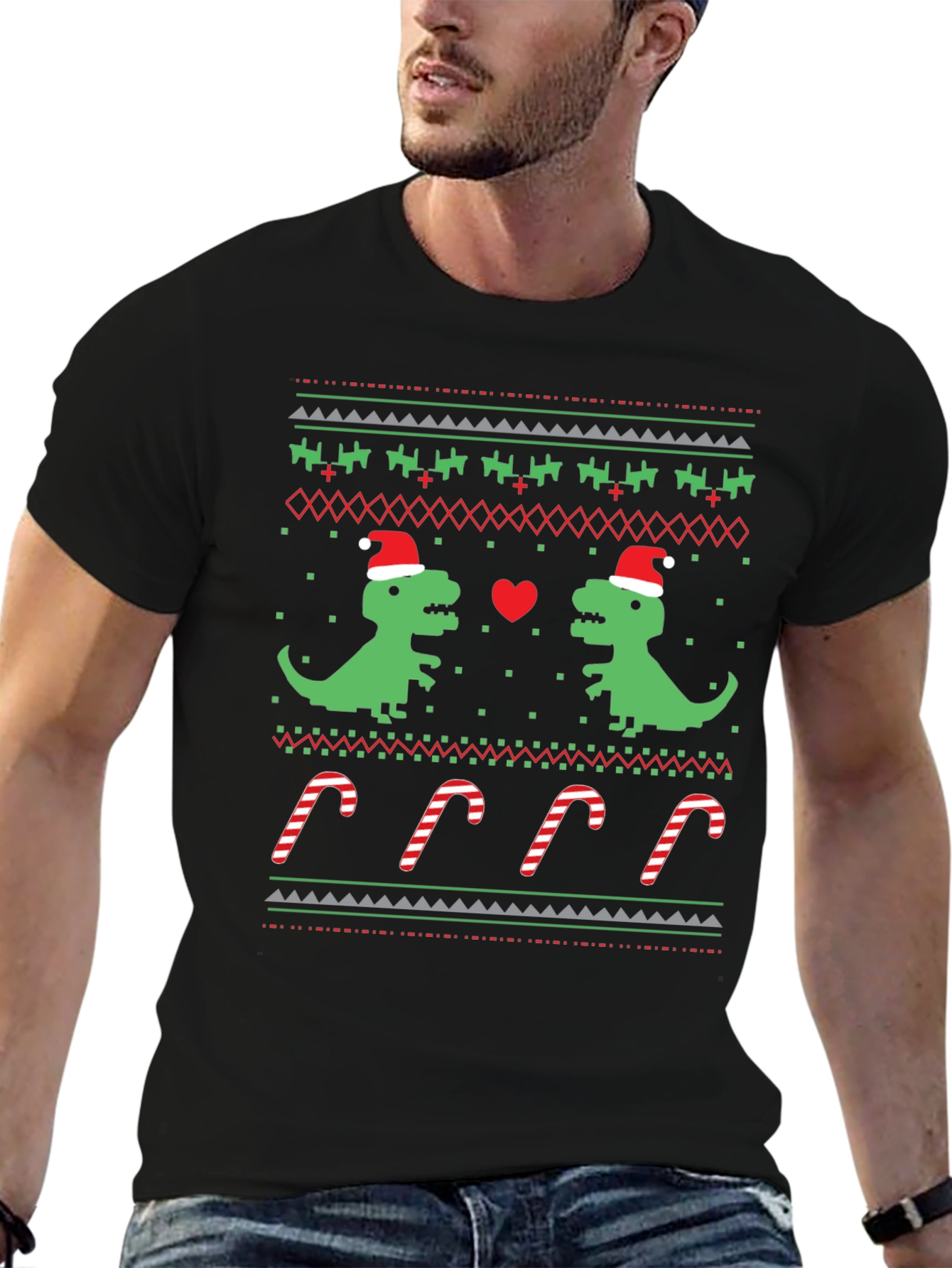 Dinosaur Christmas Sweater T-Shirt