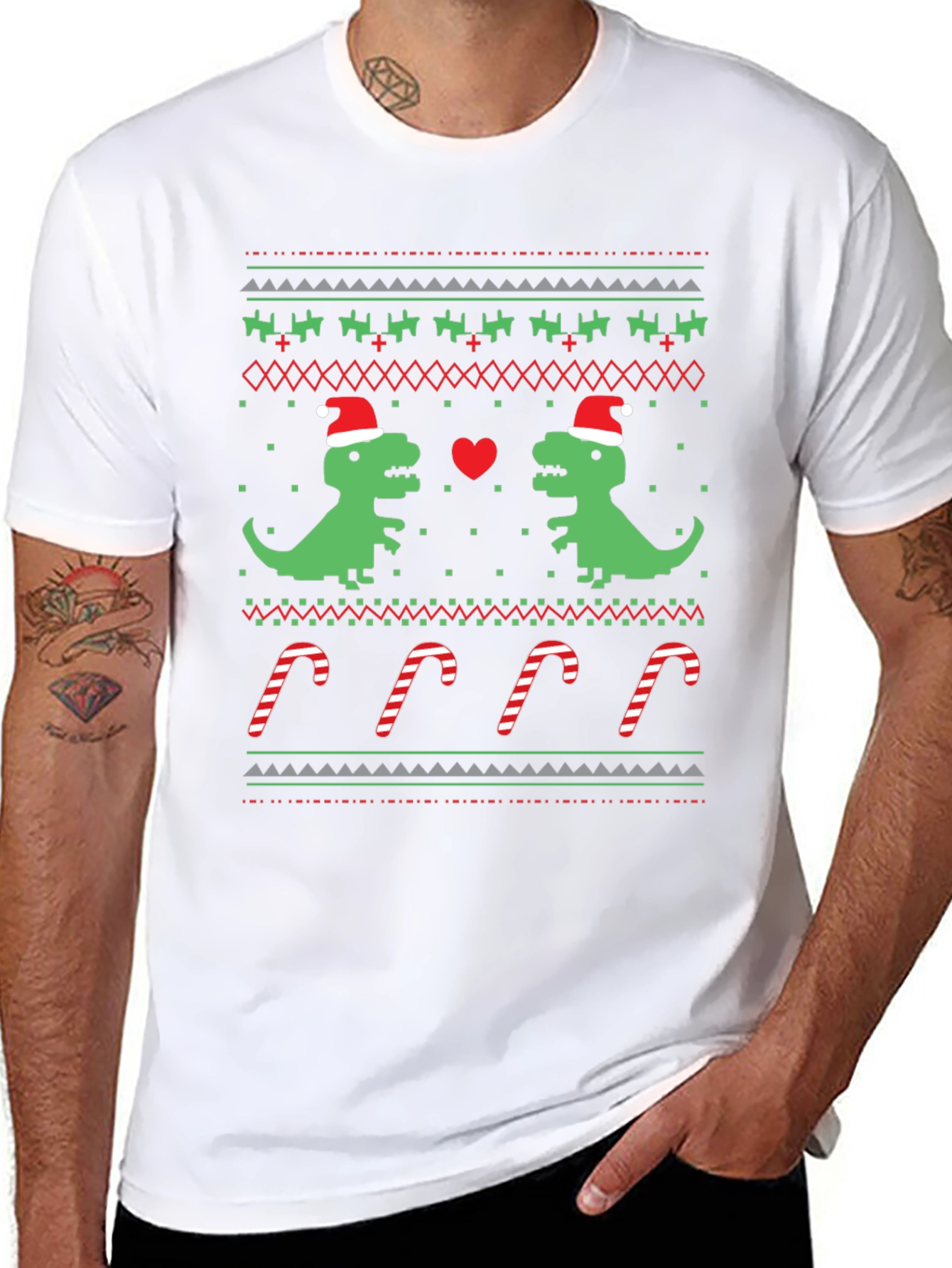 Dinosaur Christmas Sweater T-Shirt