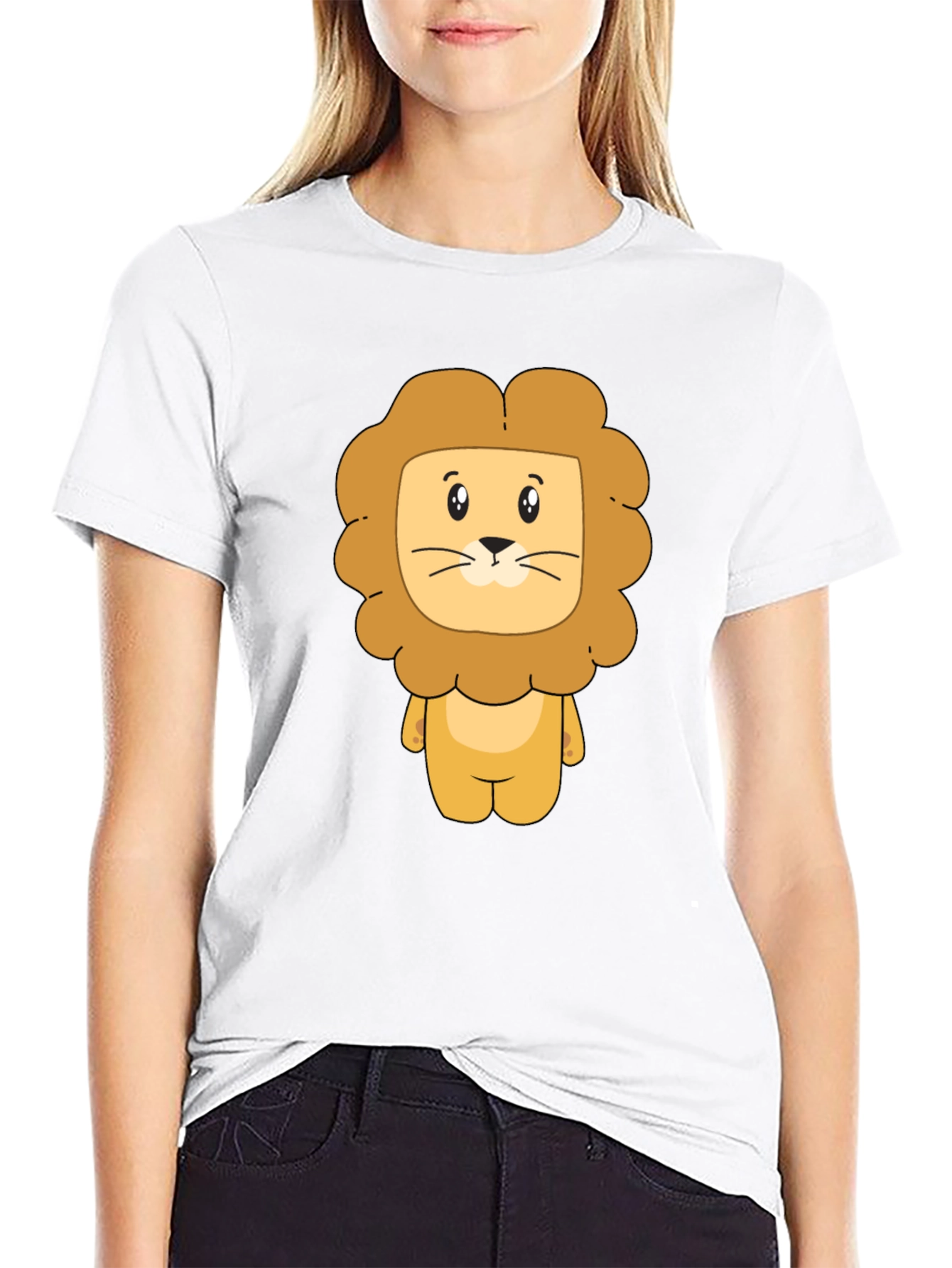 Lion Cartoon Graphic Black T-Shirt