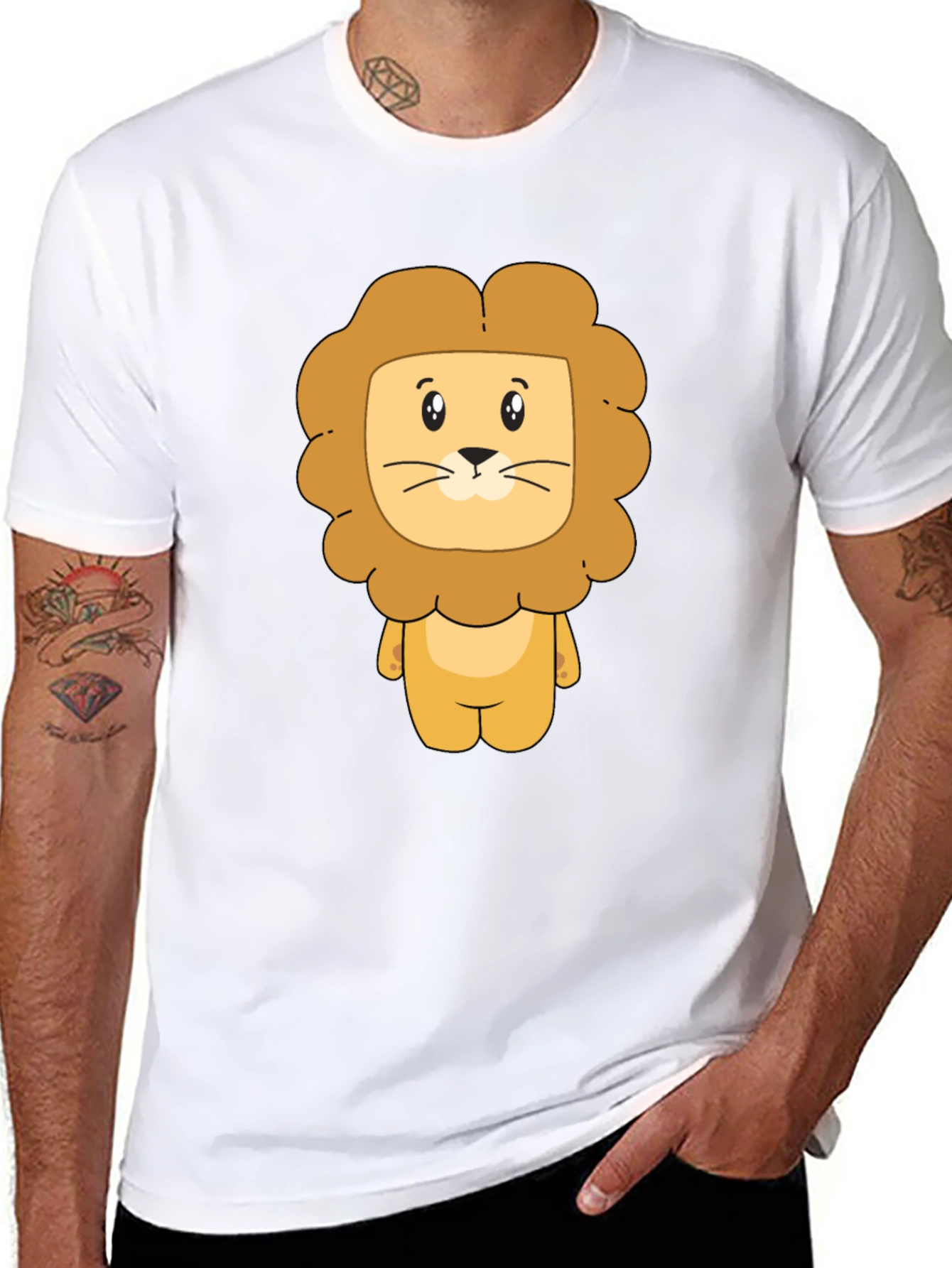 Lion Cartoon Graphic Black T-Shirt