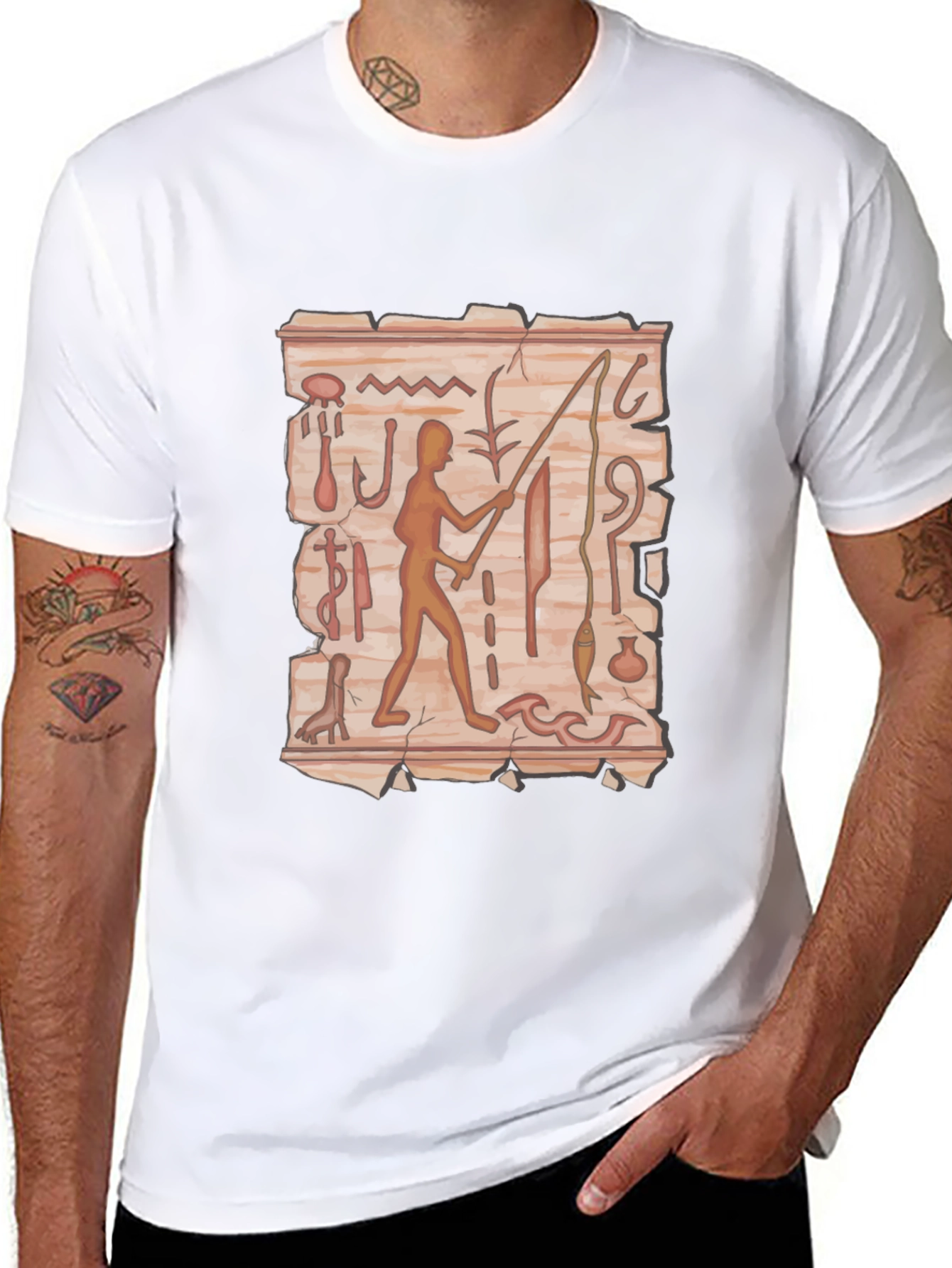 Ancient Egypt Fishing Hieroglyph T-Shirt