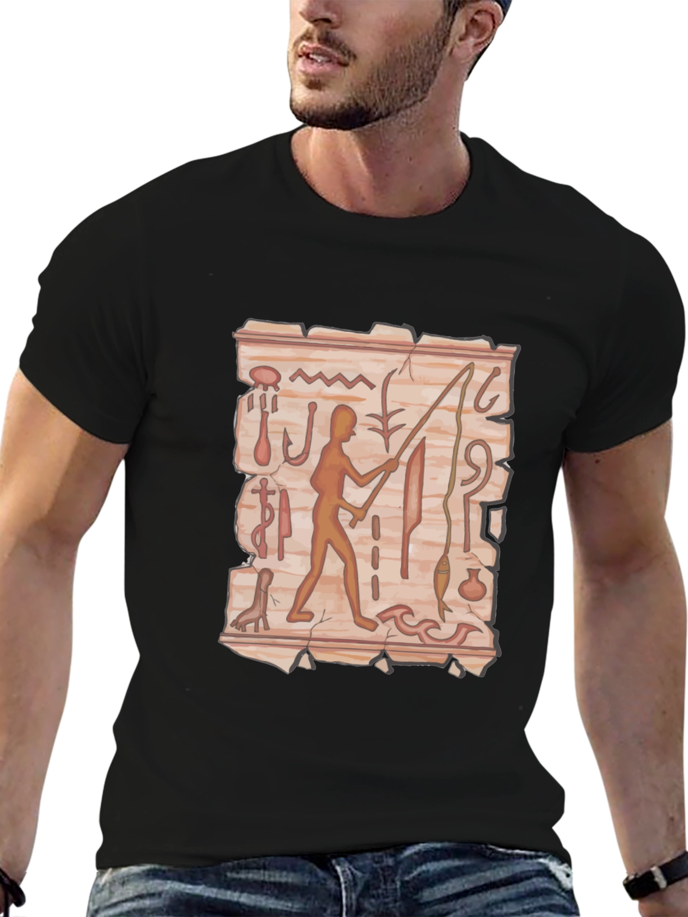 Ancient Egypt Fishing Hieroglyph T-Shirt