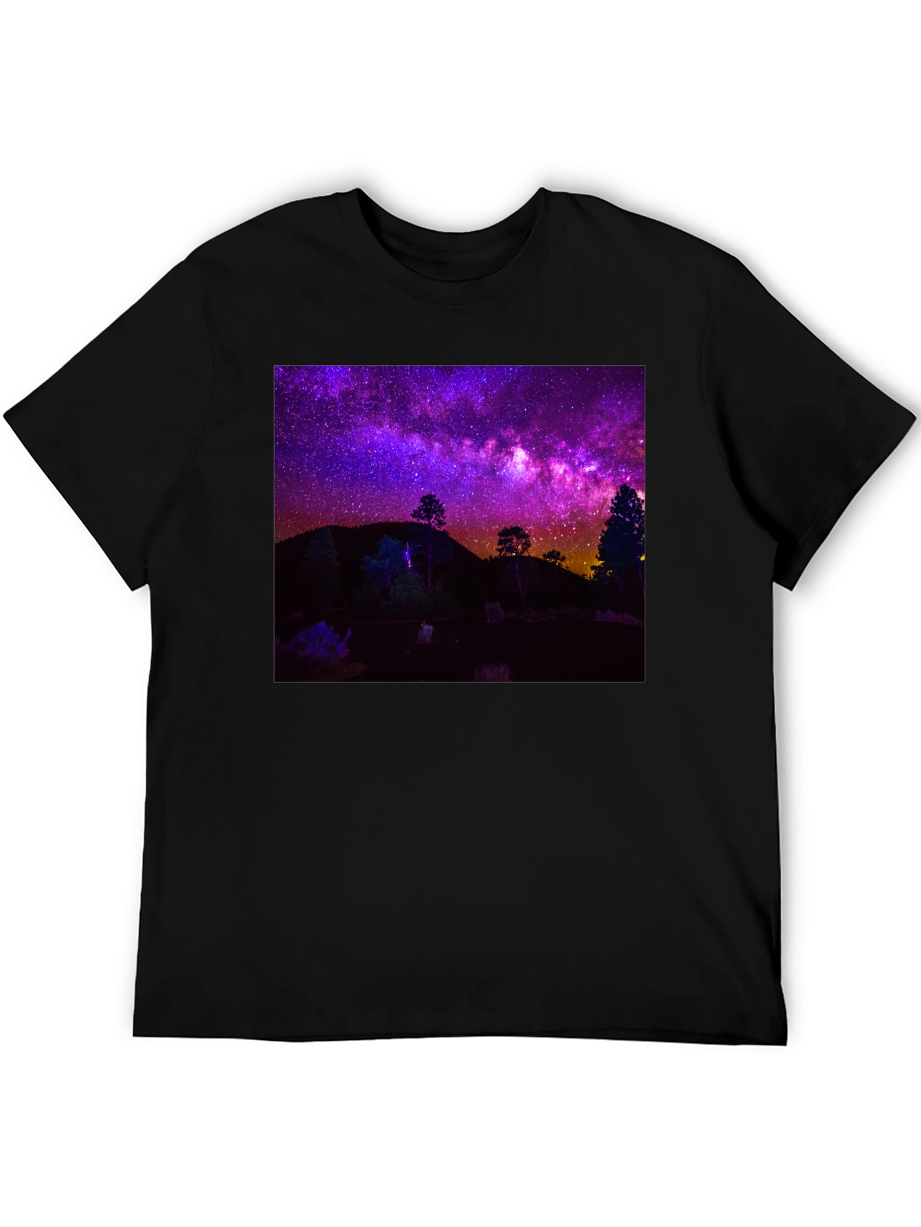 Night Sky Graphic Tee - Black Cotton