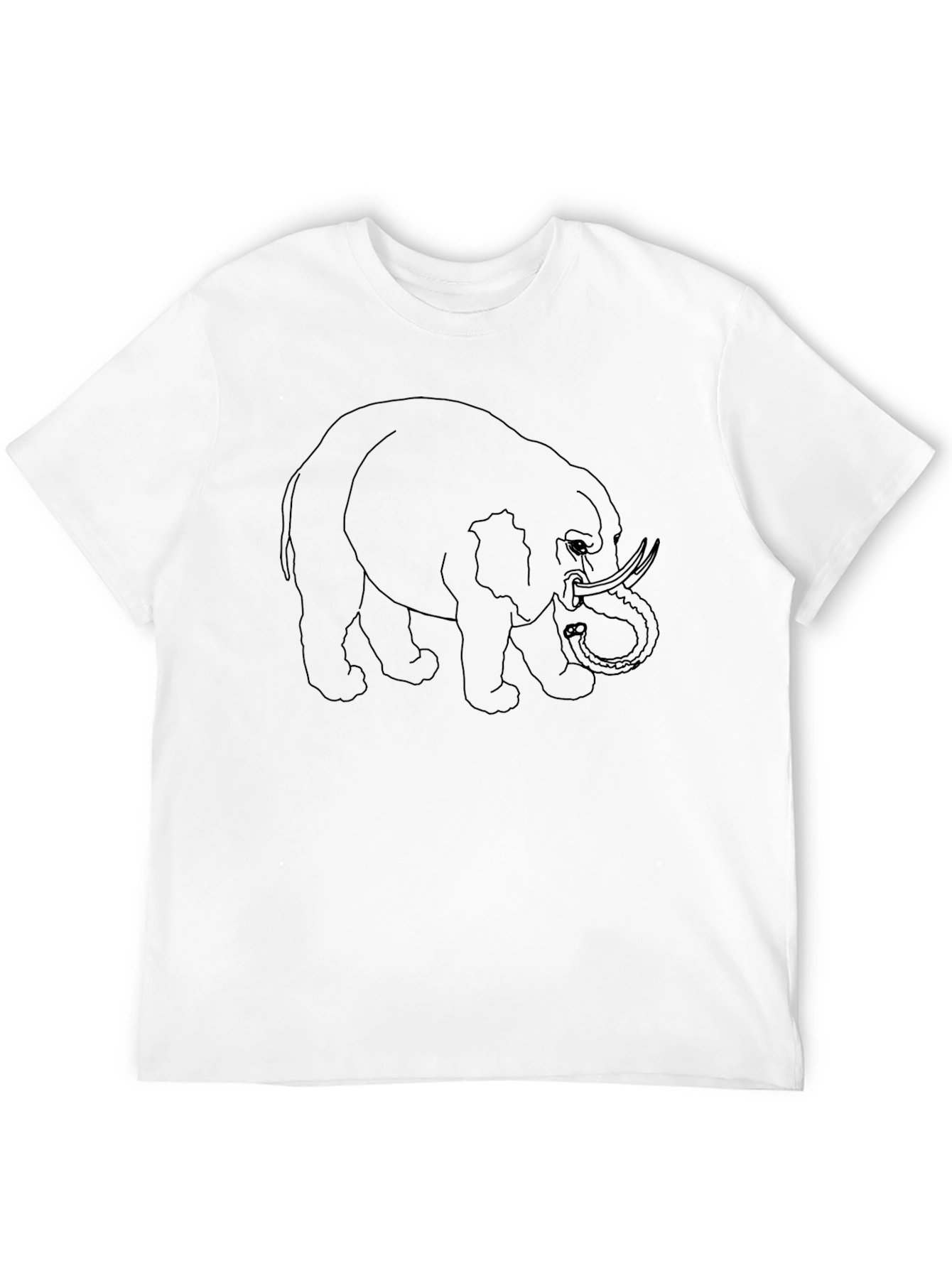 Elephant Outline Graphic Tee - Solid Black Crewneck
