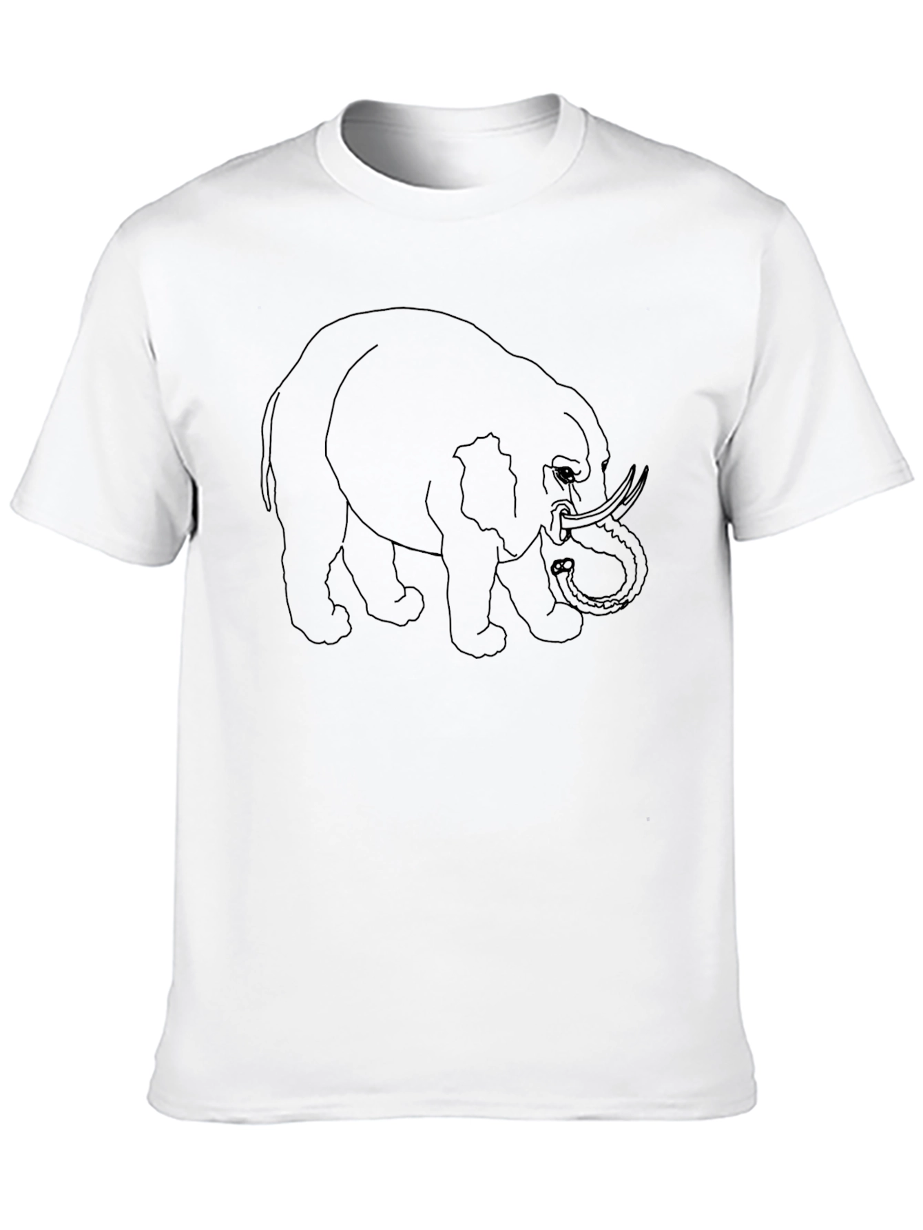 Elephant Outline Graphic Tee - Solid Black Crewneck