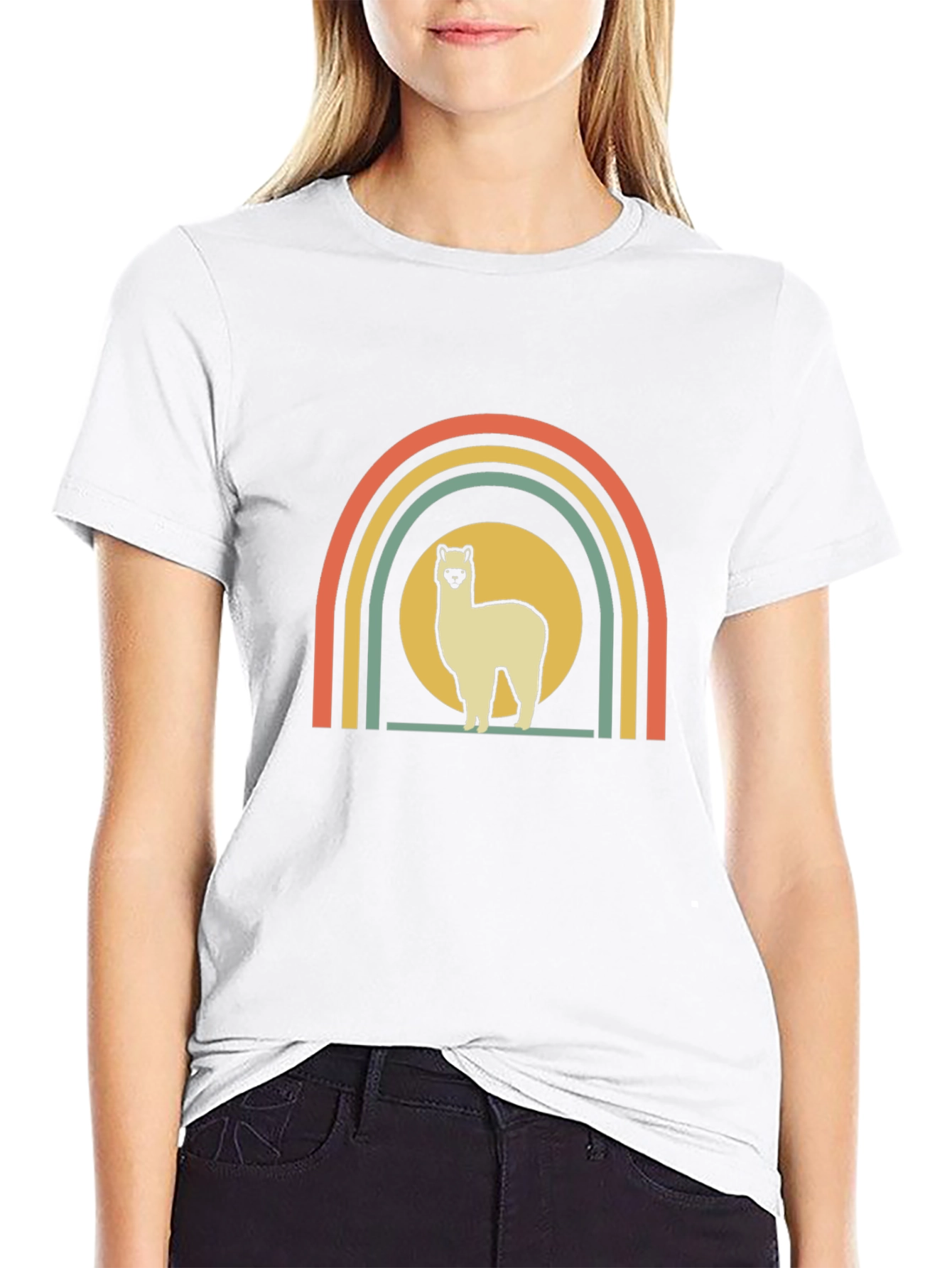 Retro Alpaca Rainbow Graphic Tee