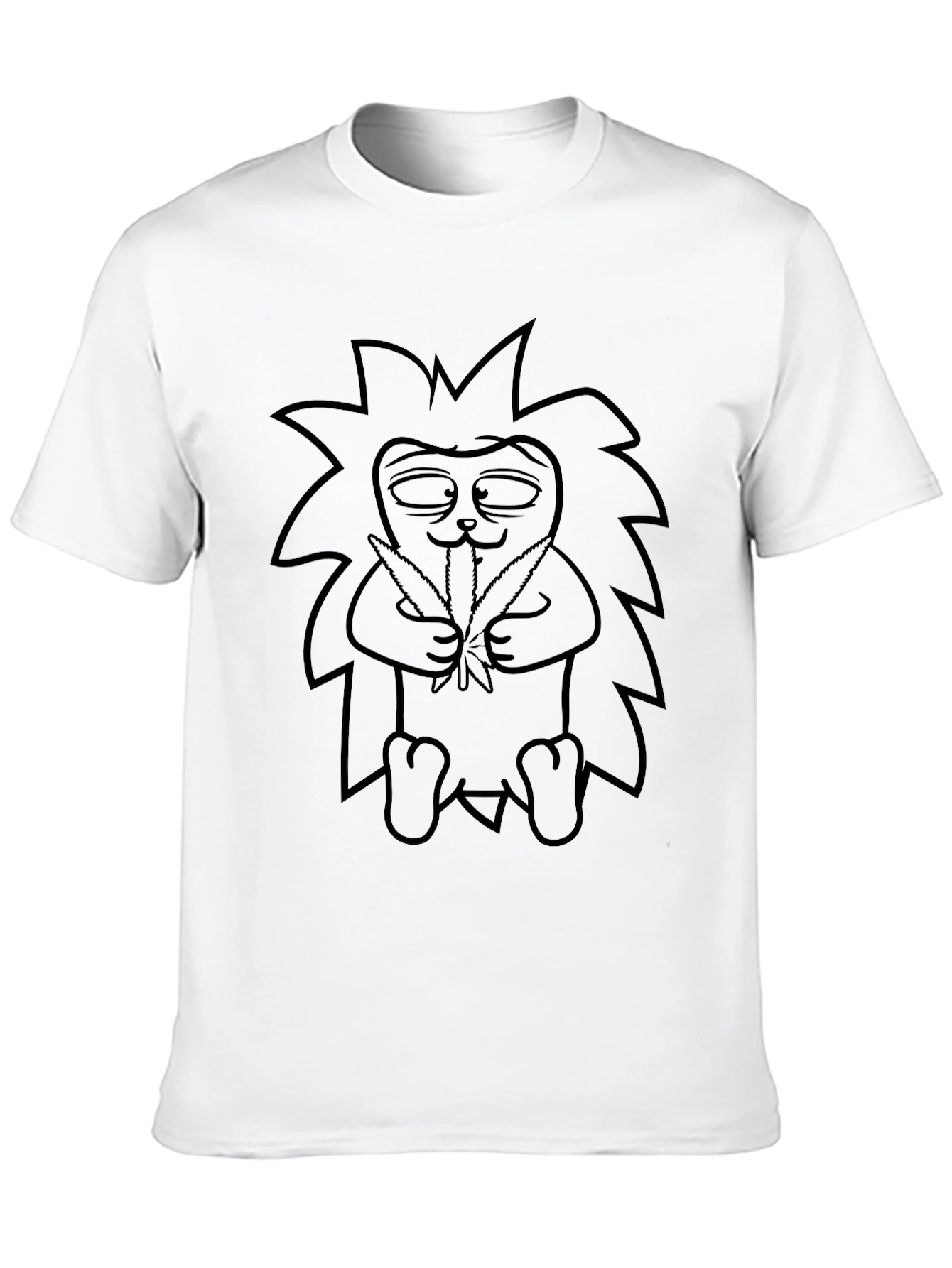 Cool Hedgehog Holding Leaves Graphic Black Tee