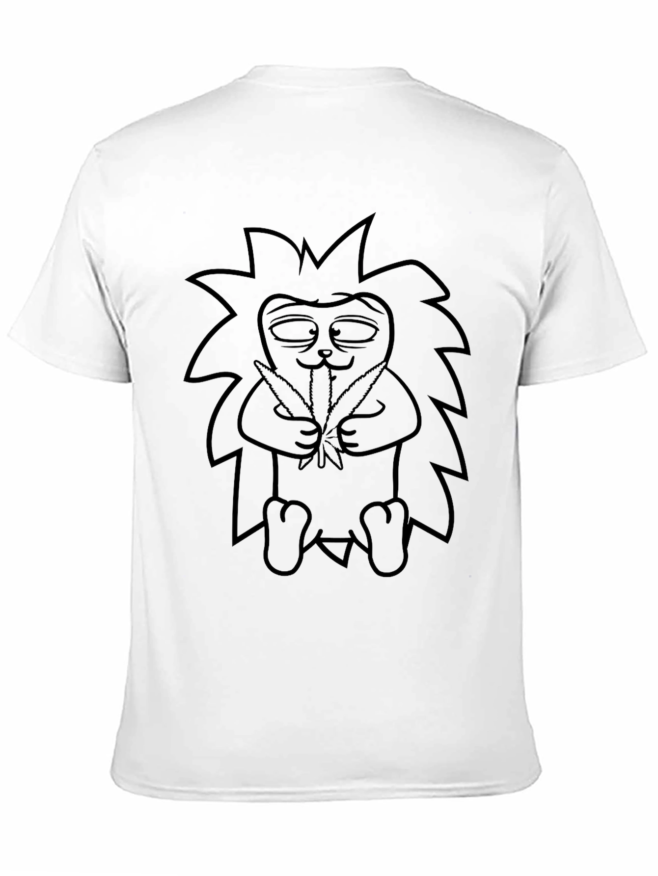 Cool Hedgehog Holding Leaves Graphic Black Tee