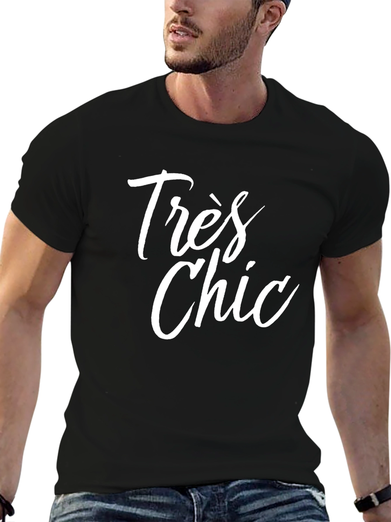 Très Chic Graphic Tee - Stylish Black T-Shirt