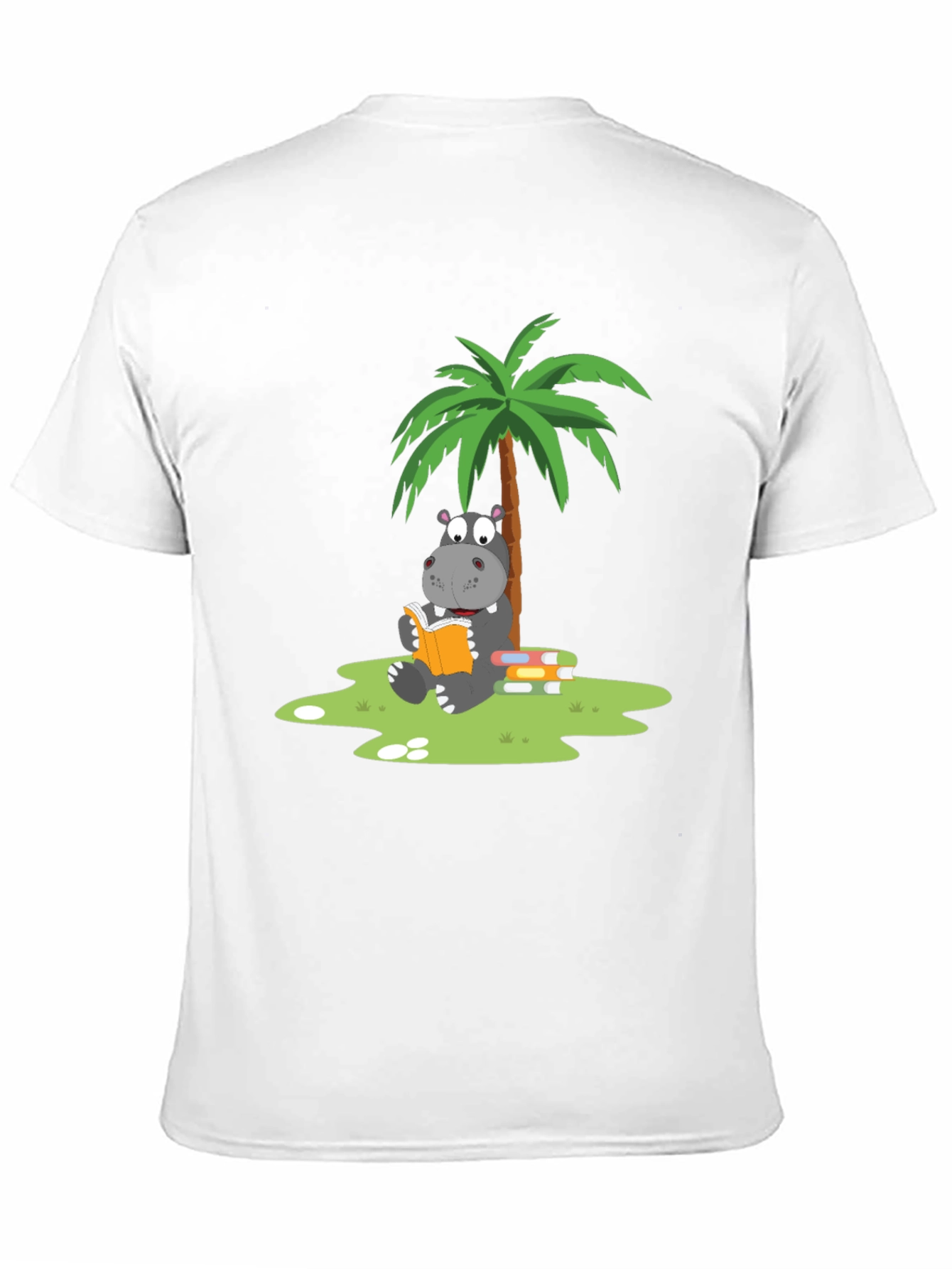 Hippo Reading Under Palm Tree Graphic Tee