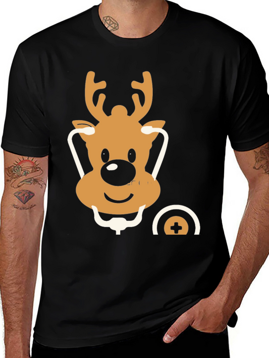 Festive Reindeer Doctor T-Shirt - Holiday Medical Style