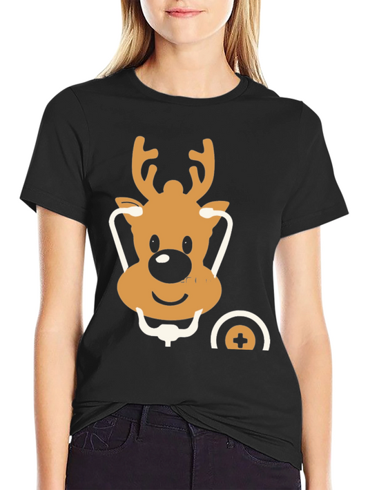 Festive Reindeer Doctor T-Shirt - Holiday Medical Style