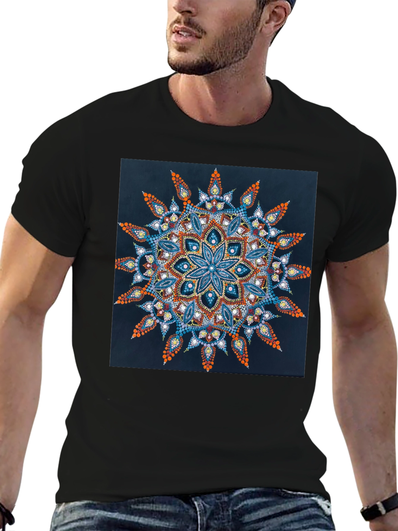 Mandala Art Print Black T-Shirt