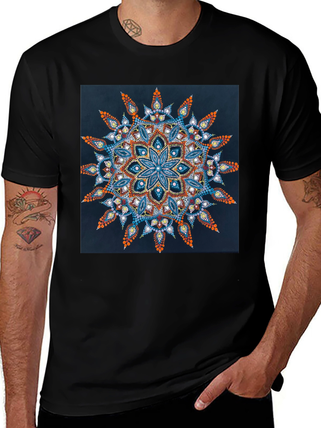 Mandala Art Print Black T-Shirt