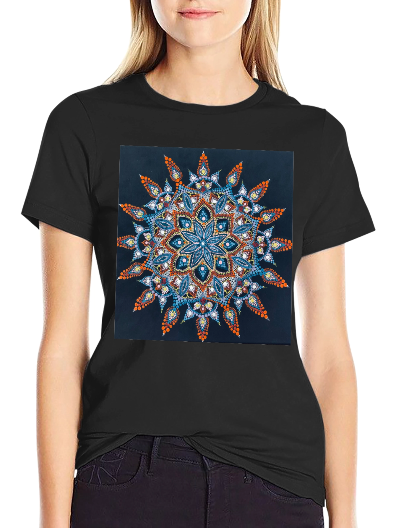 Mandala Art Print Black T-Shirt