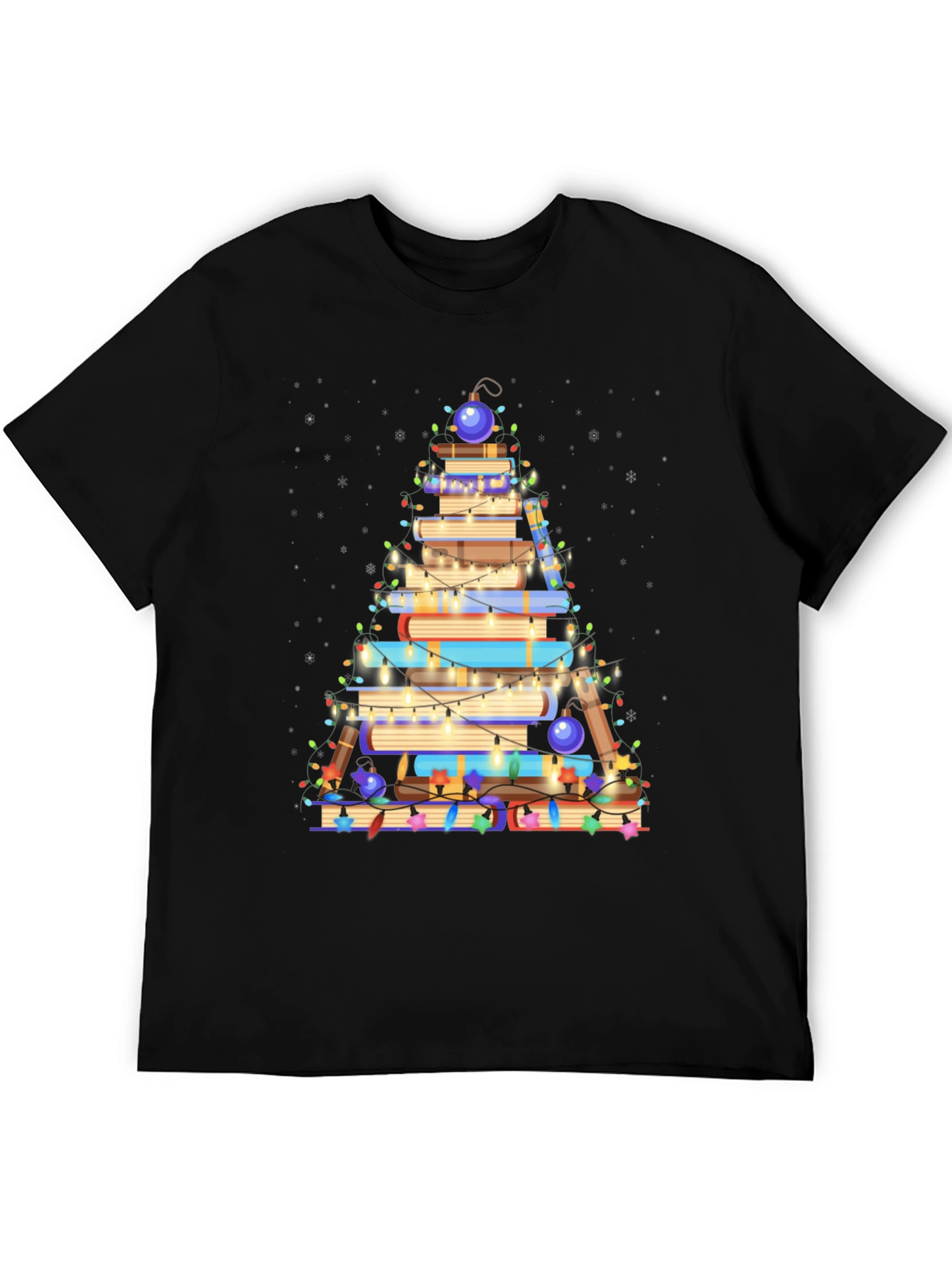 Book Christmas Tree T-Shirt - Holiday Reader Tee