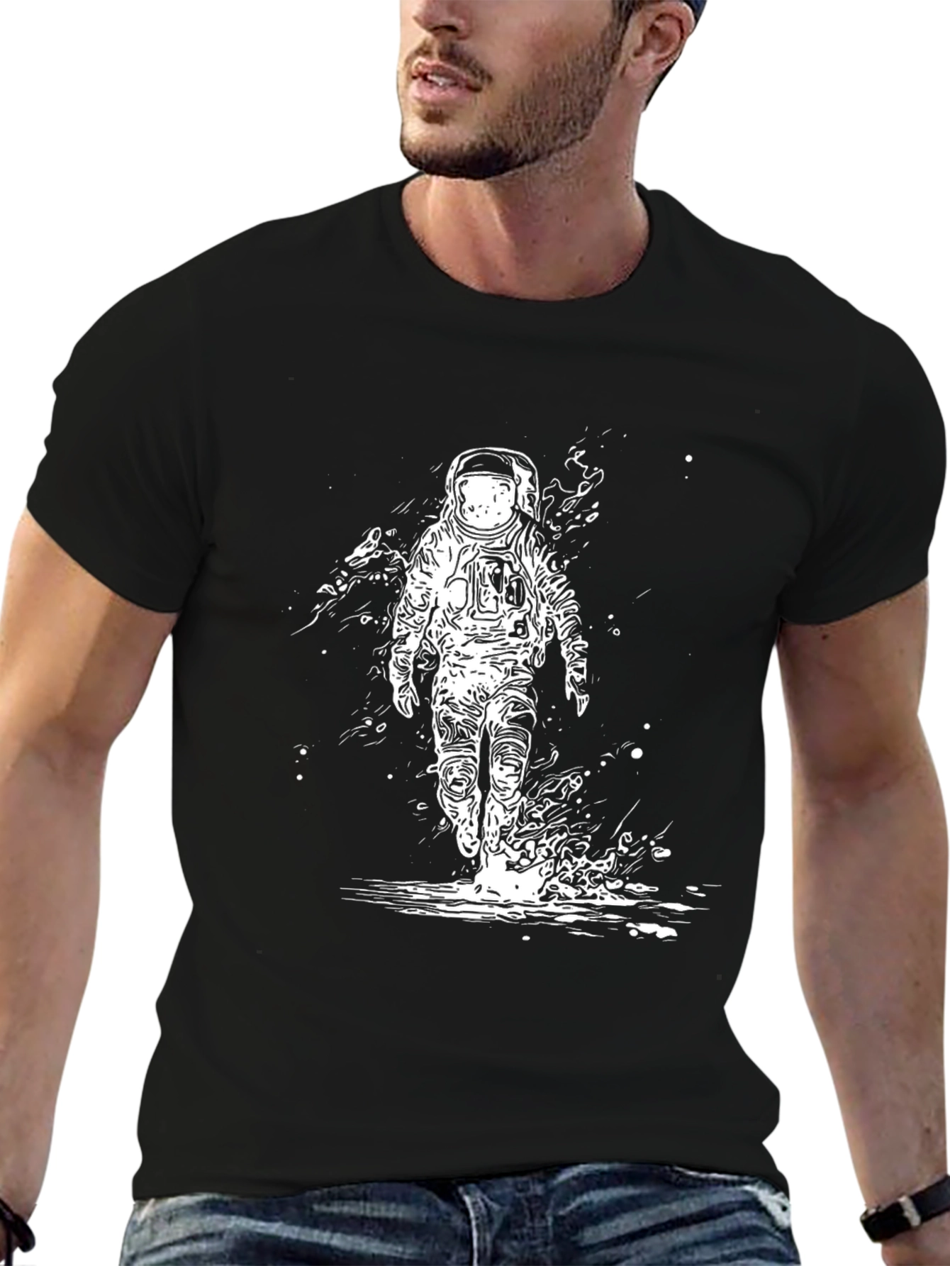 Astronaut Graphic Black T-Shirt - Space Explorer Tee