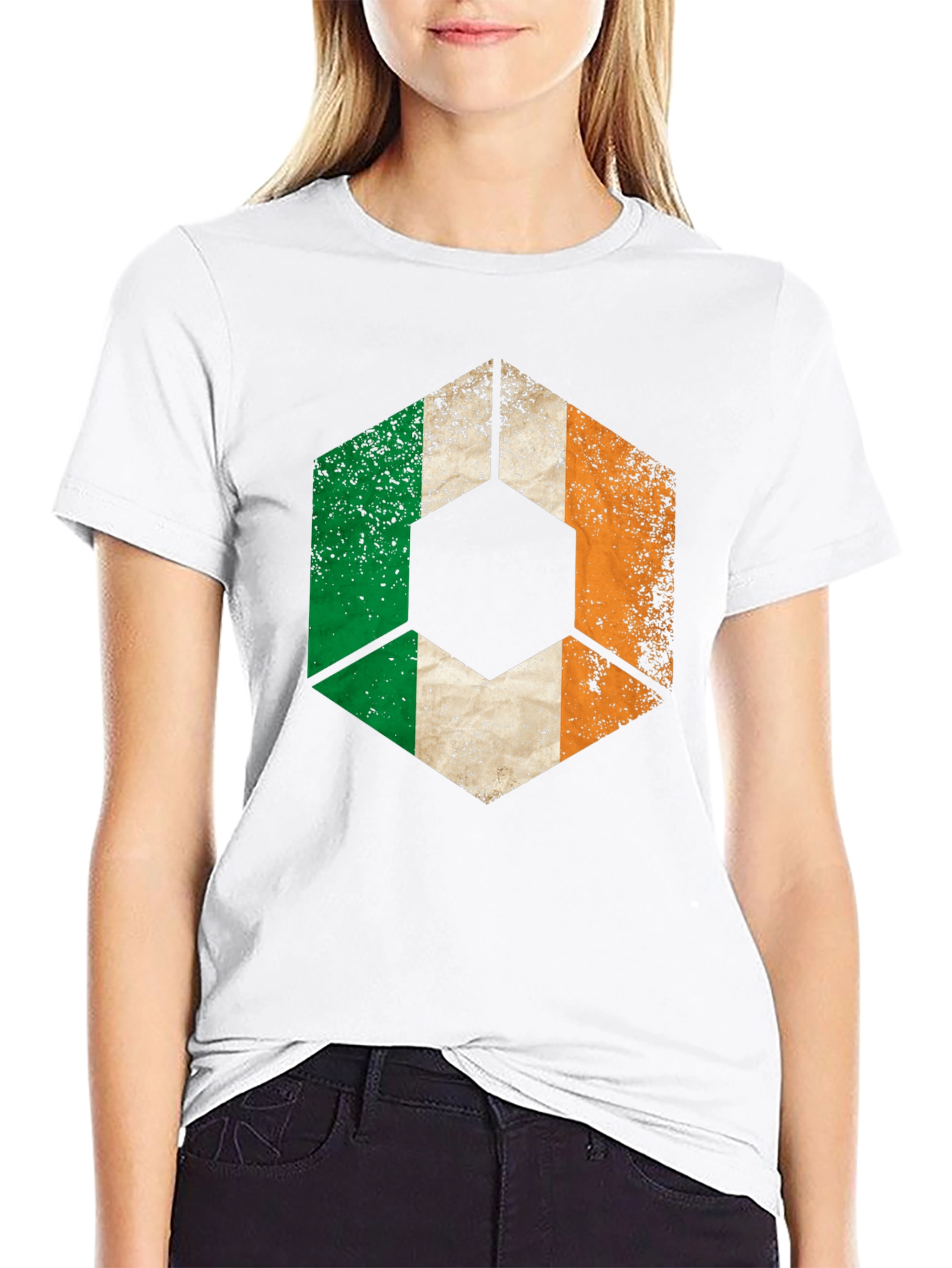Ireland Flag Geometric T-Shirt - Distressed Graphic Tee
