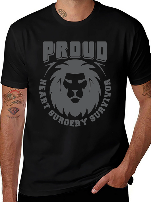 Proud Heart Surgery Survivor Lion Graphic Tee