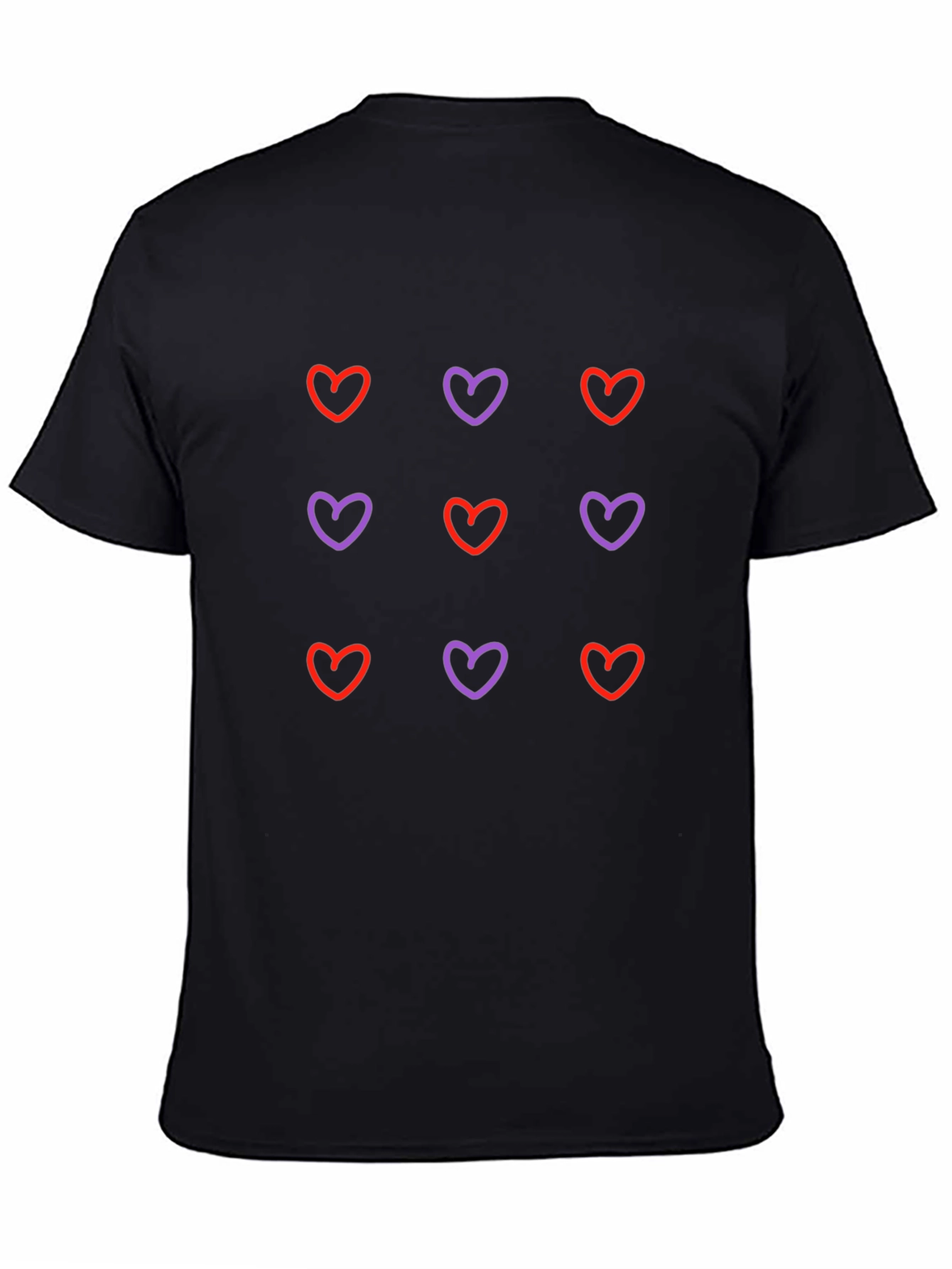 Heart Pattern Black T-Shirt - Casual Style