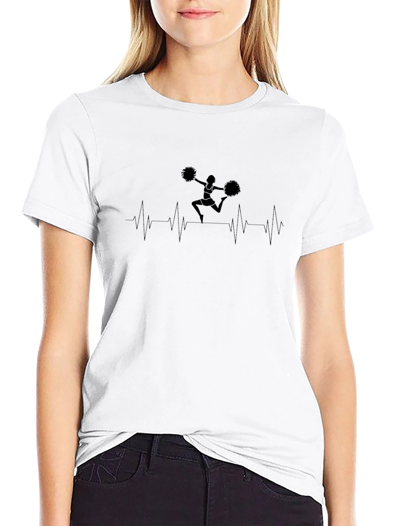 Cheerleader Heartbeat Black T-Shirt