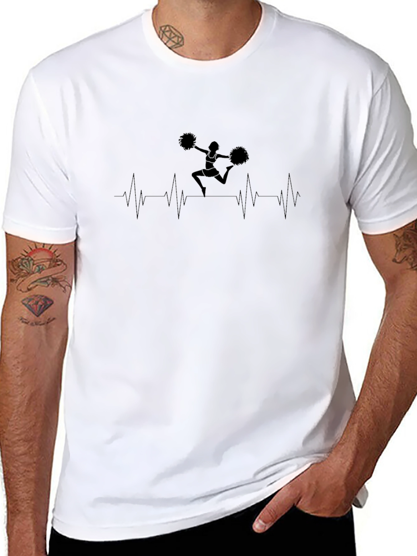 Cheerleader Heartbeat Black T-Shirt